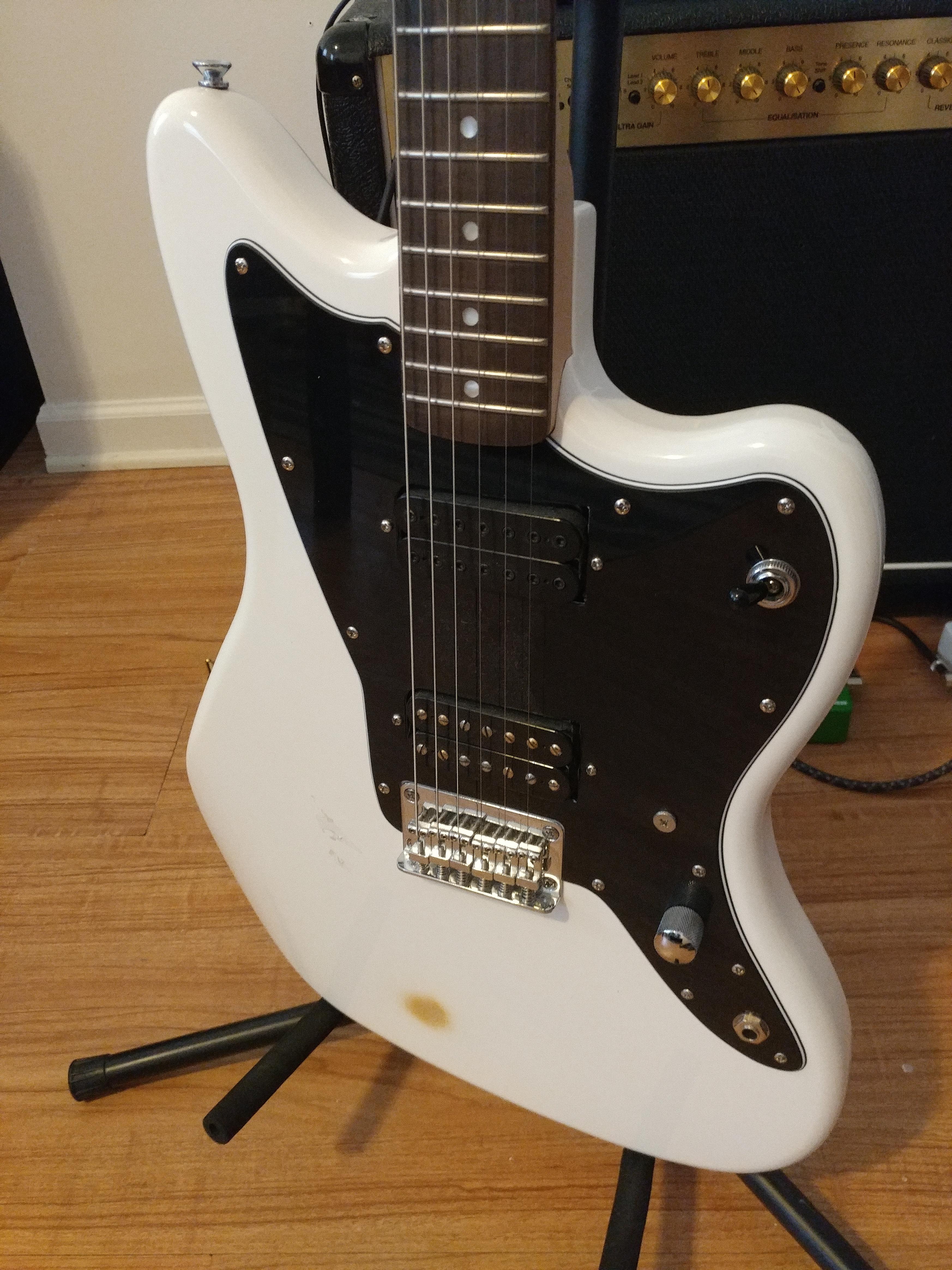 Picked up a Squier Jazzmaster for cheap. Put in a 7 string Bareknuckle