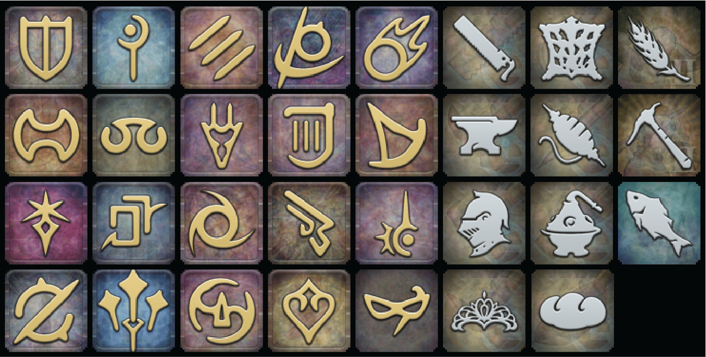 I blended each job's action icons together to create new job icons