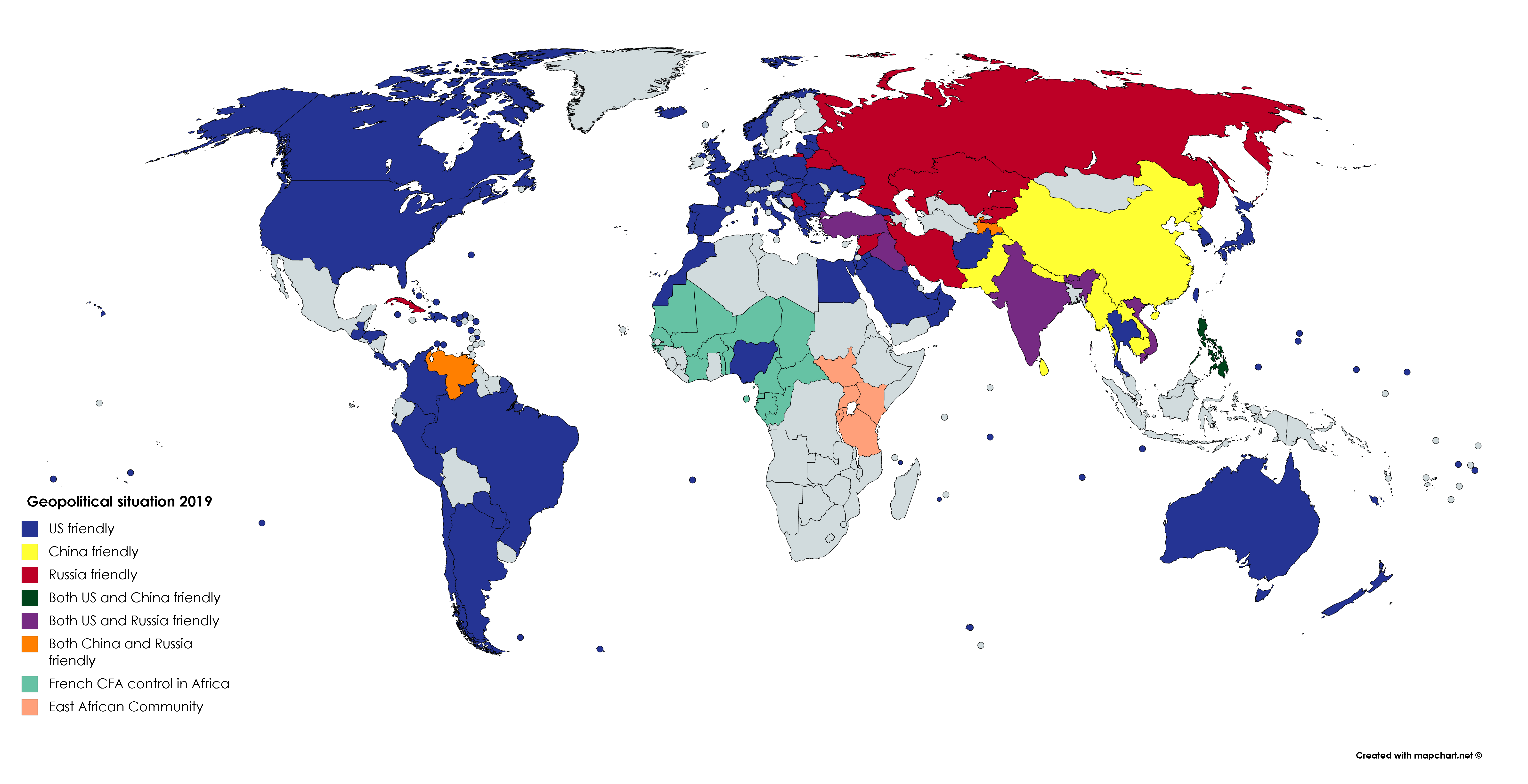 Beautiful Geopolitical Map Of The World Global Geopolitical Situation 2019 r/MapPorn