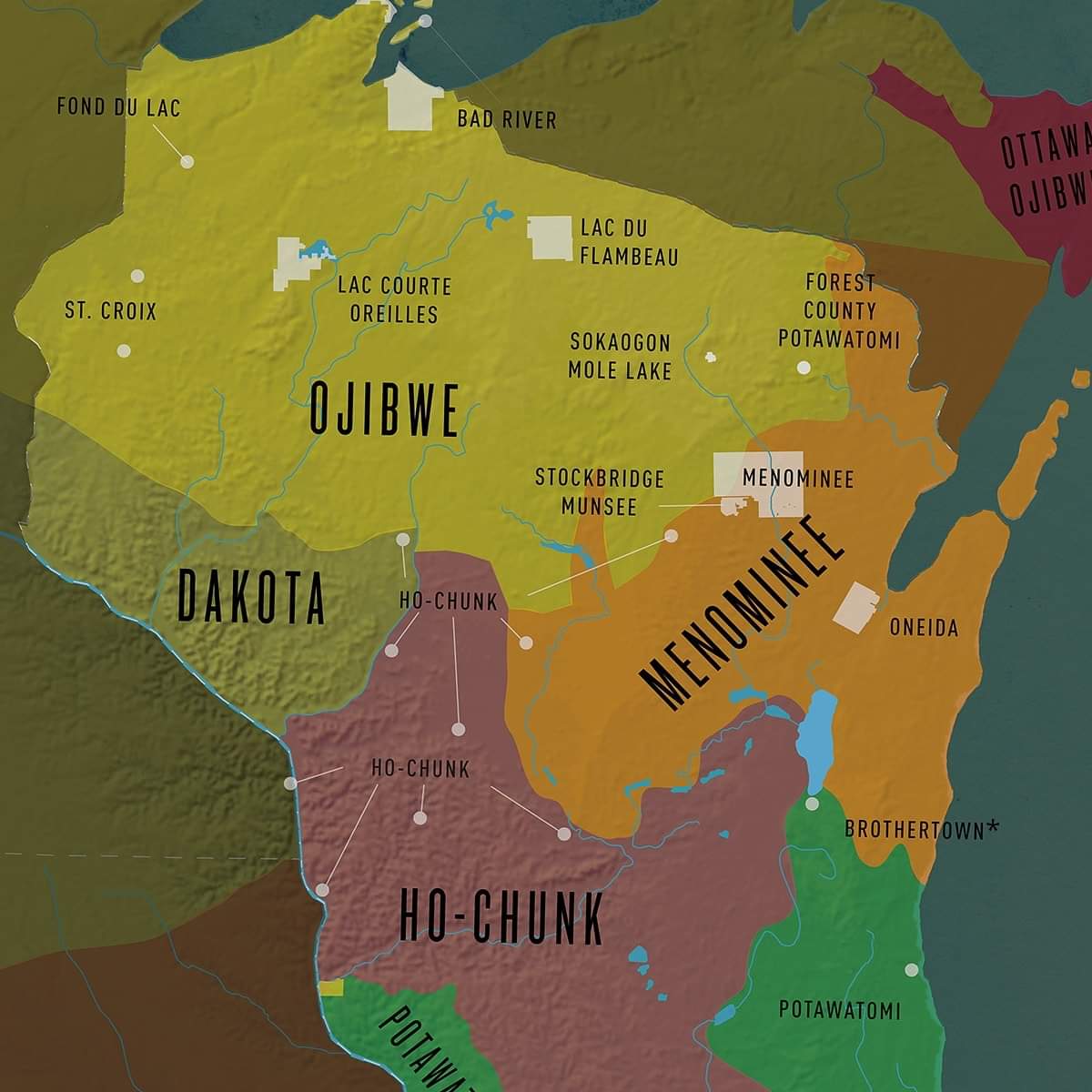 Wisconsin Native American Tribe Map [XPost] r/MapPorn