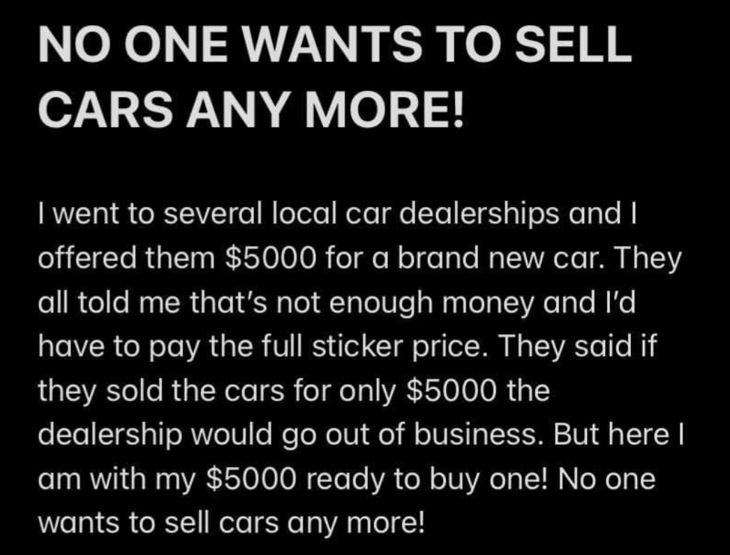 No One Wants to Sell Cars Anymore antiwork