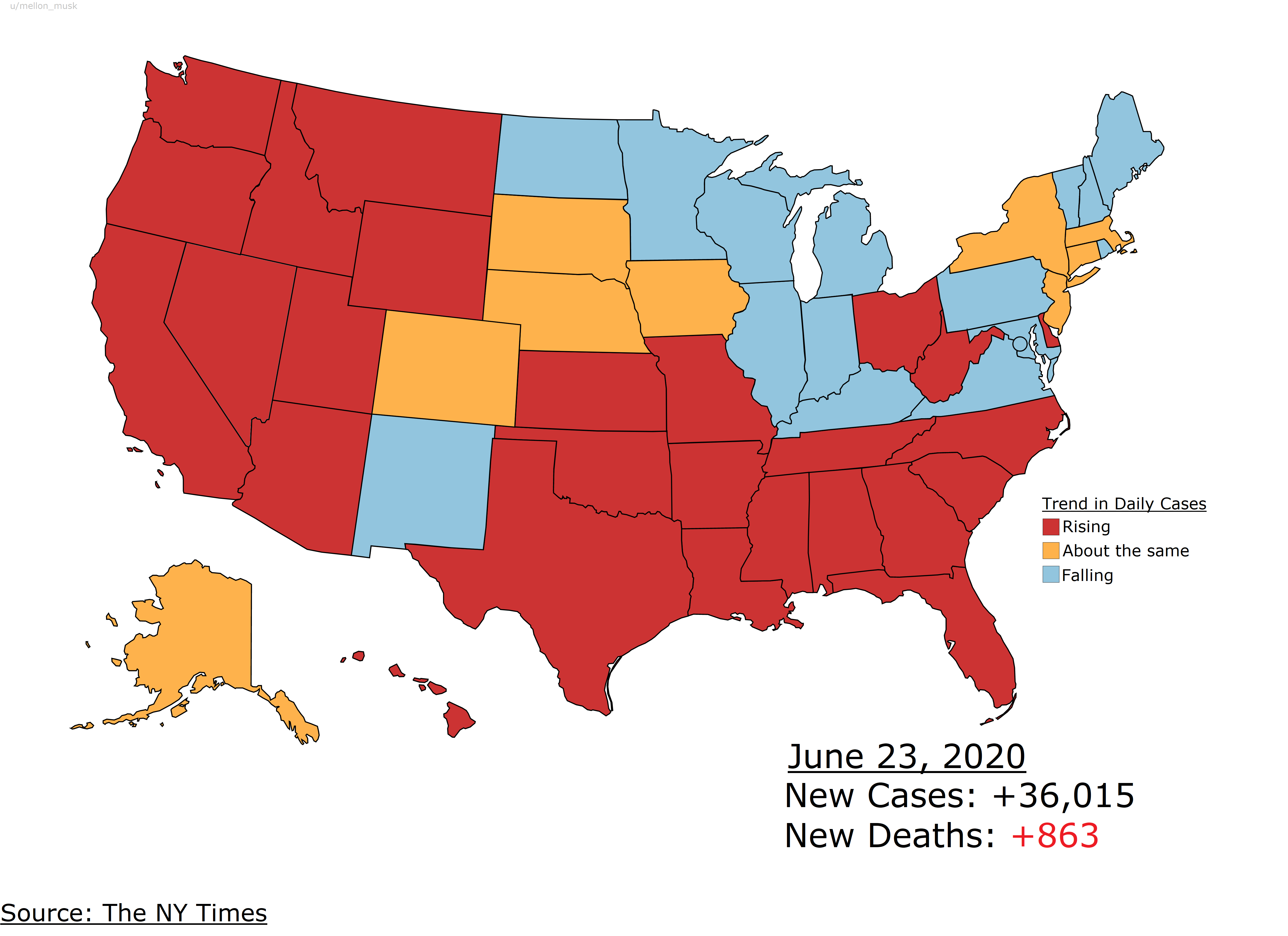 States with rising daily COVID19 cases r/Delaware