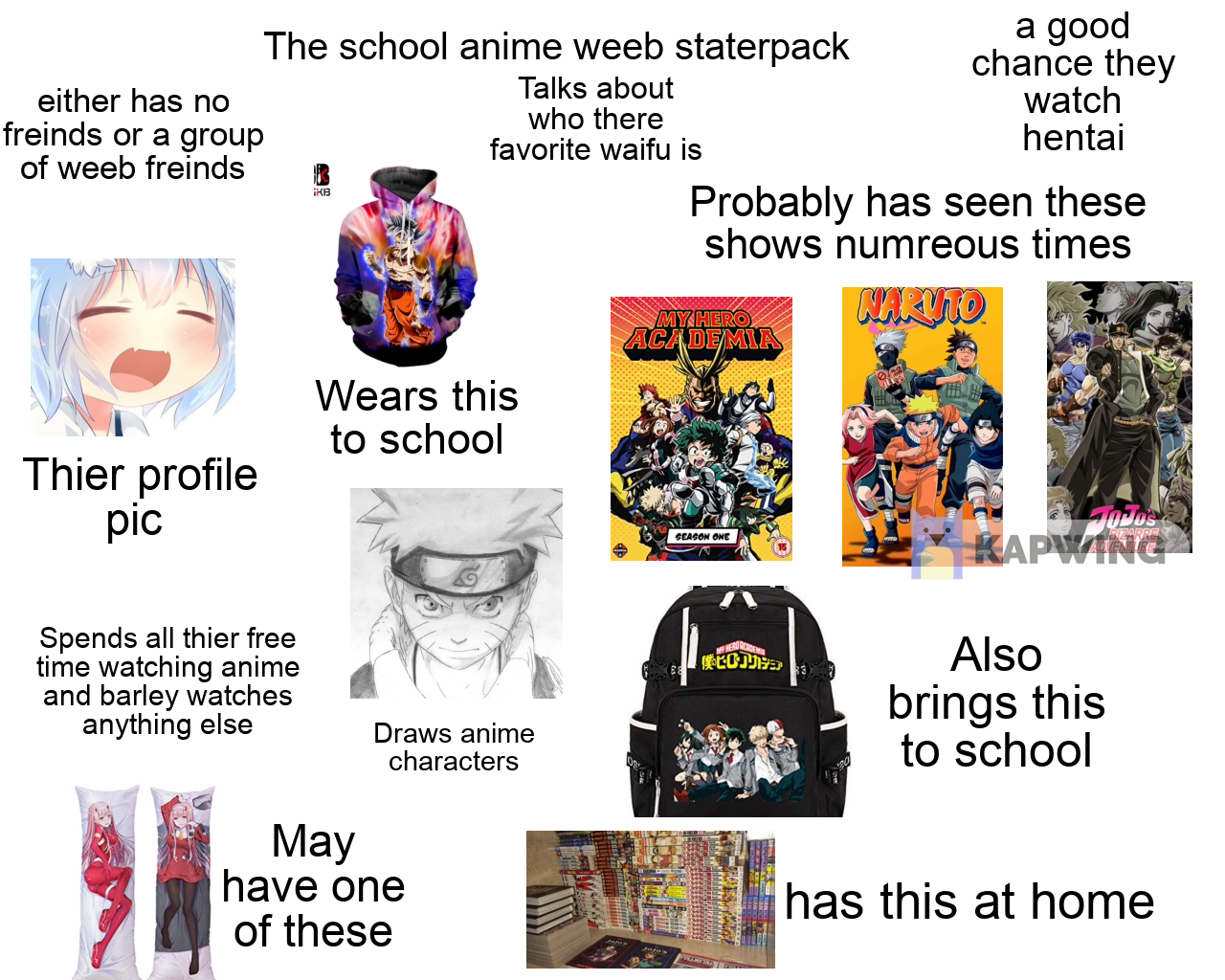 The anime school weeb starter pack r/starterpacks