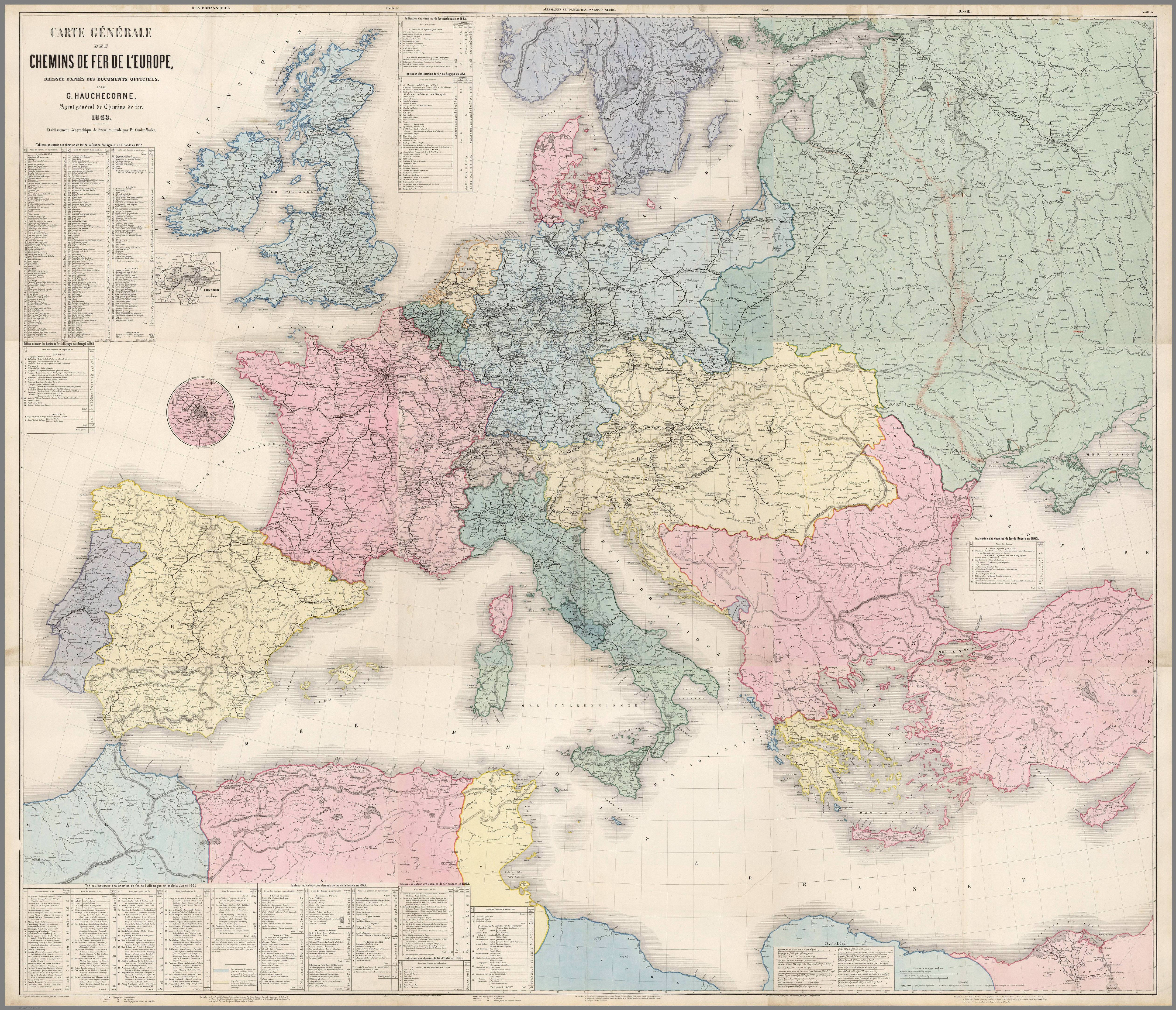 Map Of Europe 1863 Railway map of Europe 1863 europe
