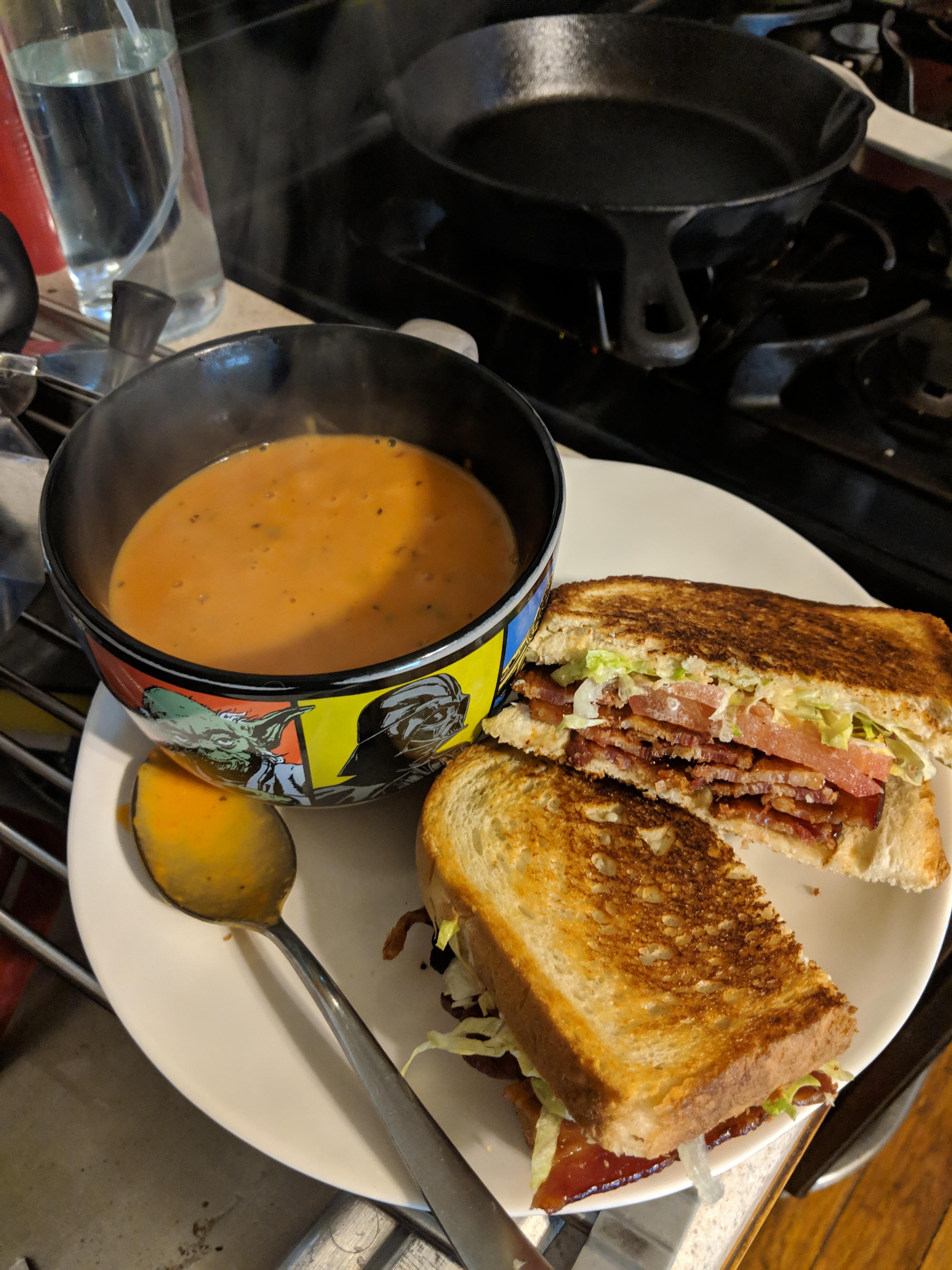 BLT on Sourdough with Tomato Basil soup r/FoodPorn