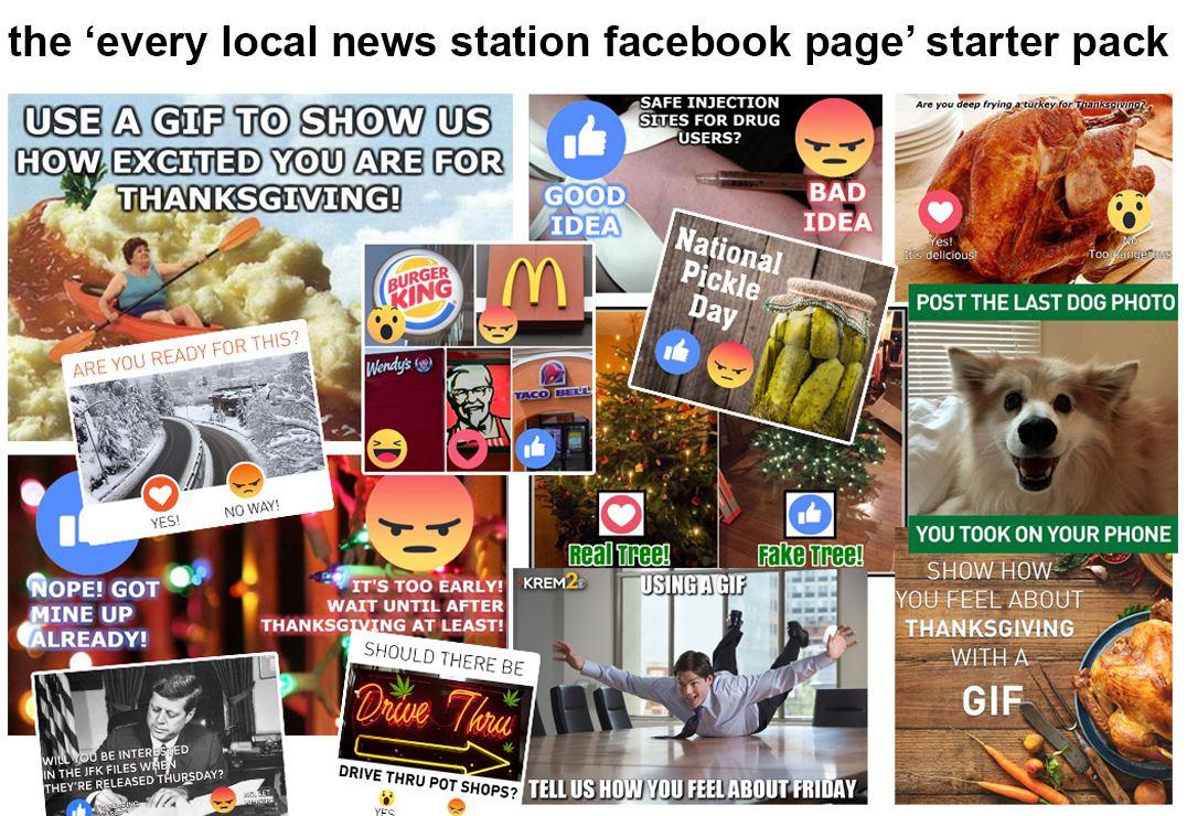 The 'every local news facebook page' starter pack r/starterpacks