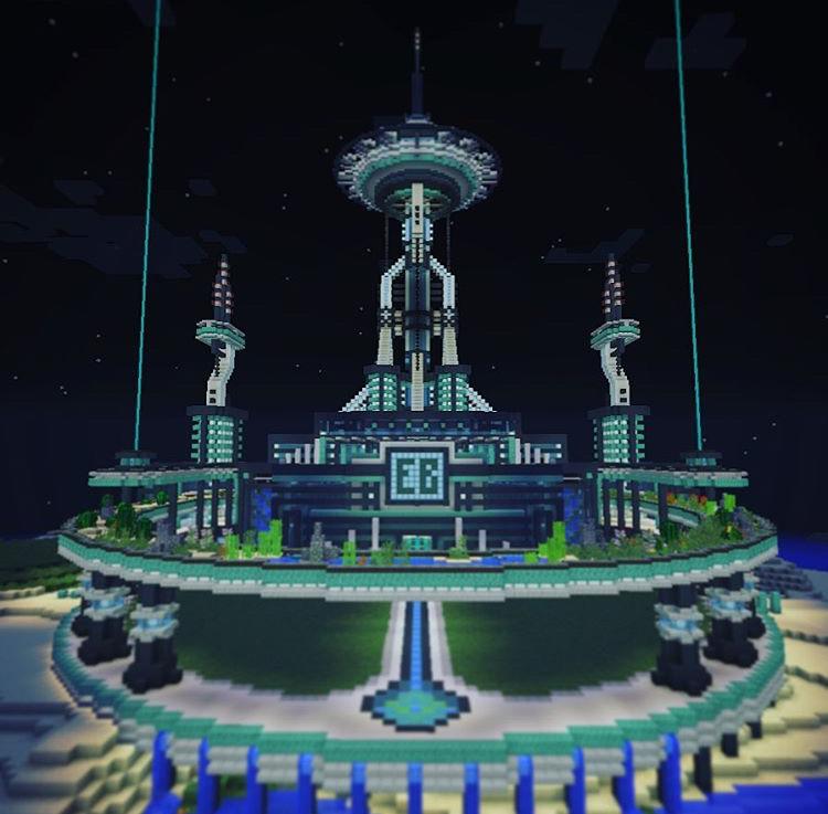 A futuristic base inspired by the Long Center in Austin, TX and Space Needle in Seattle, WA