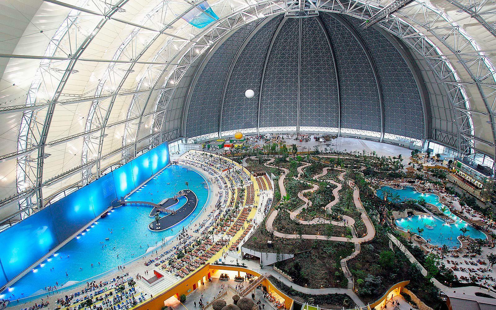 Indoor waterpark built inside an old German airship hangar r/pics
