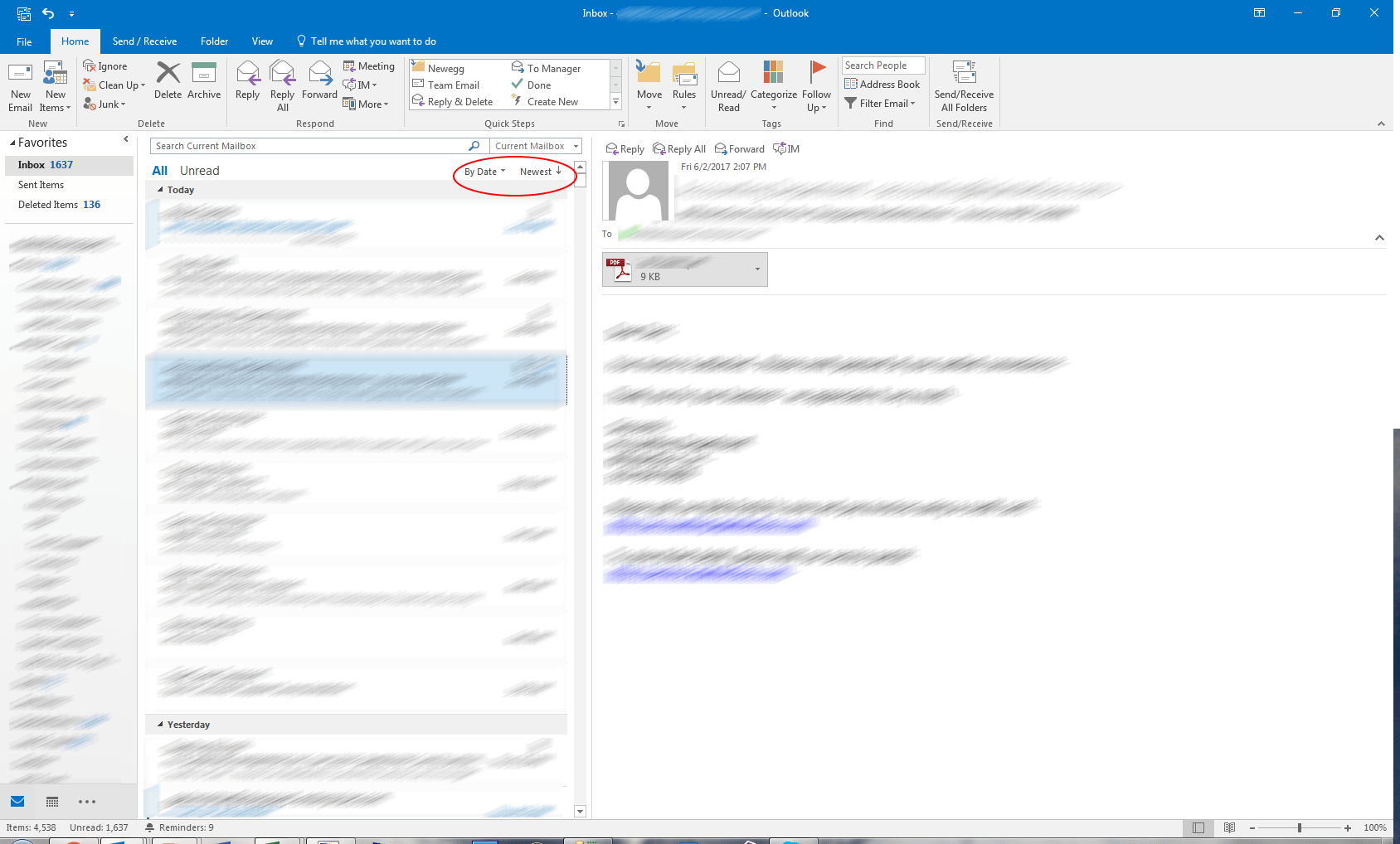 (Outlook 2013) How do I get this filter bar back? It disappeared on my