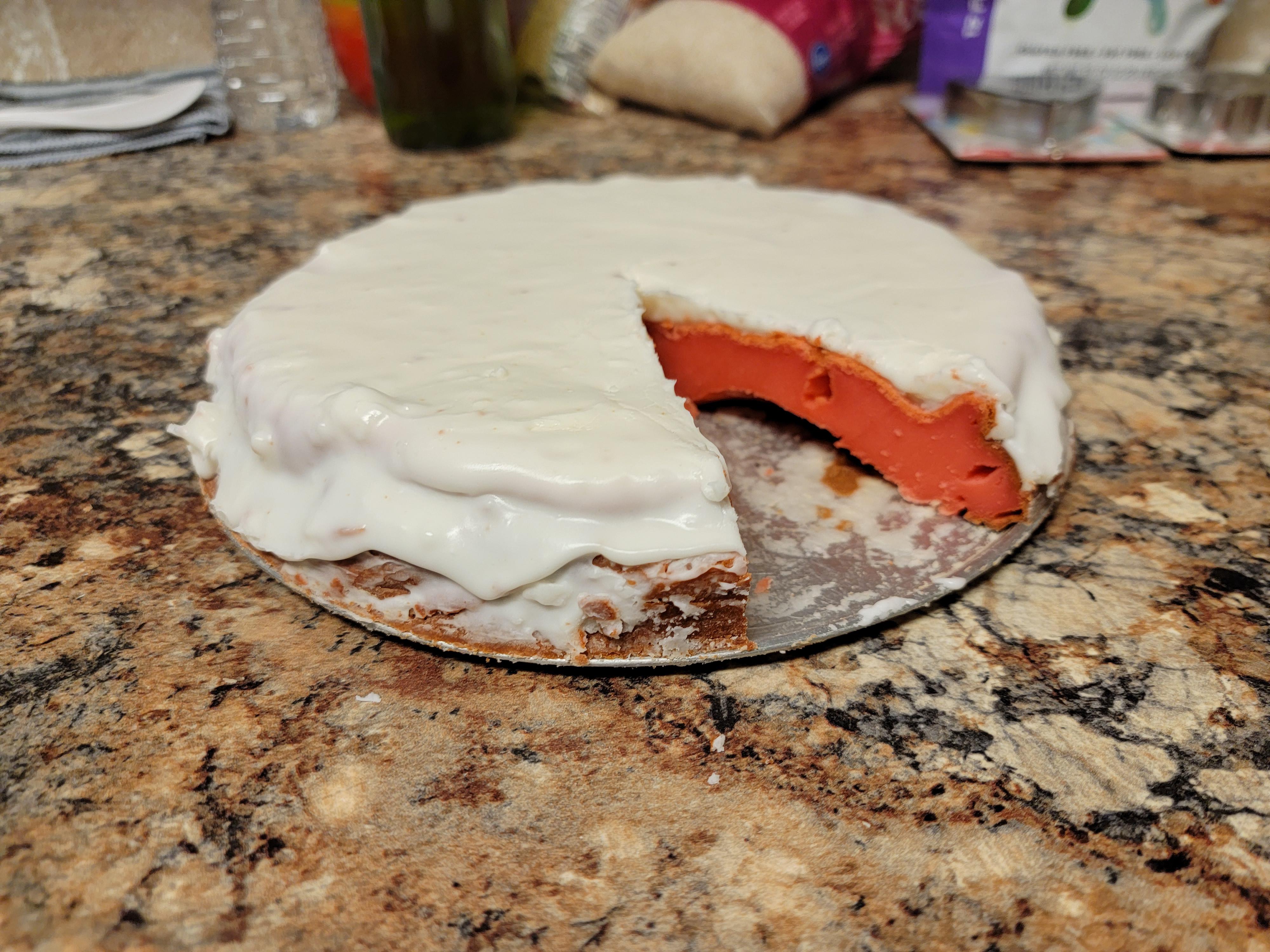 Strawberry Jello Condensed Milk Cheese Cake with Icing r/dessert