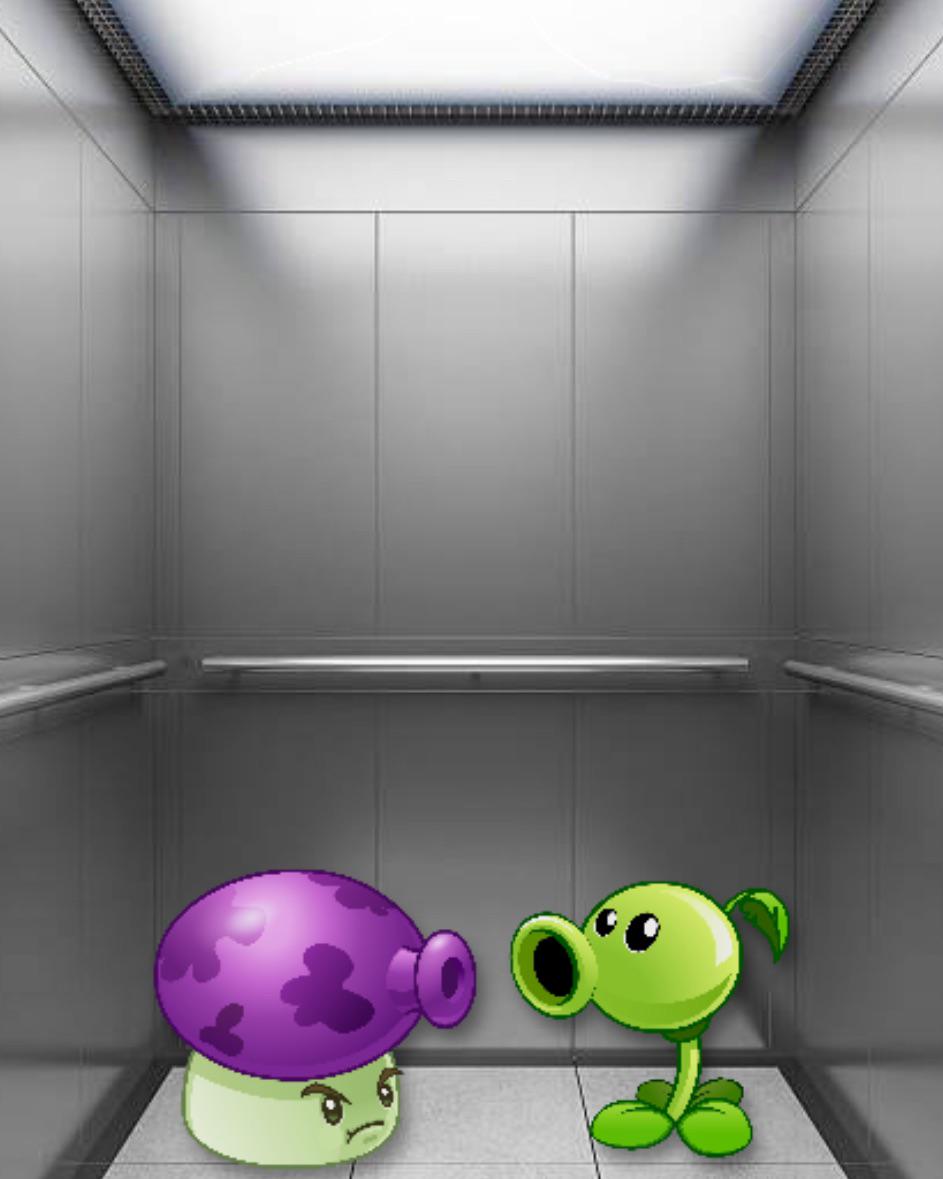 Fumeshroom and Peashooter in the elevator r/PlantsVSZombies