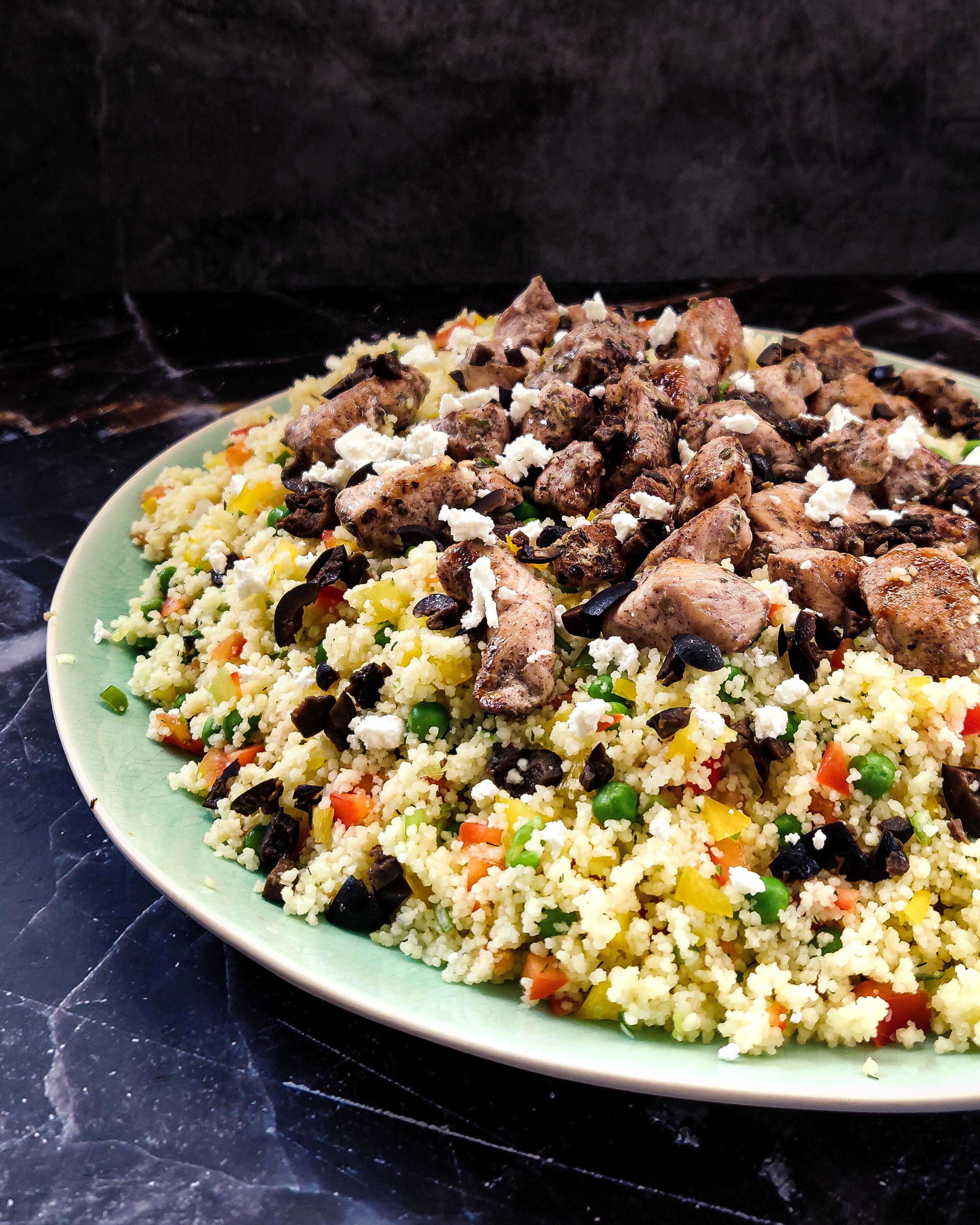 Tonight I made a nice couscous salad with chicken, bell peppers, spring