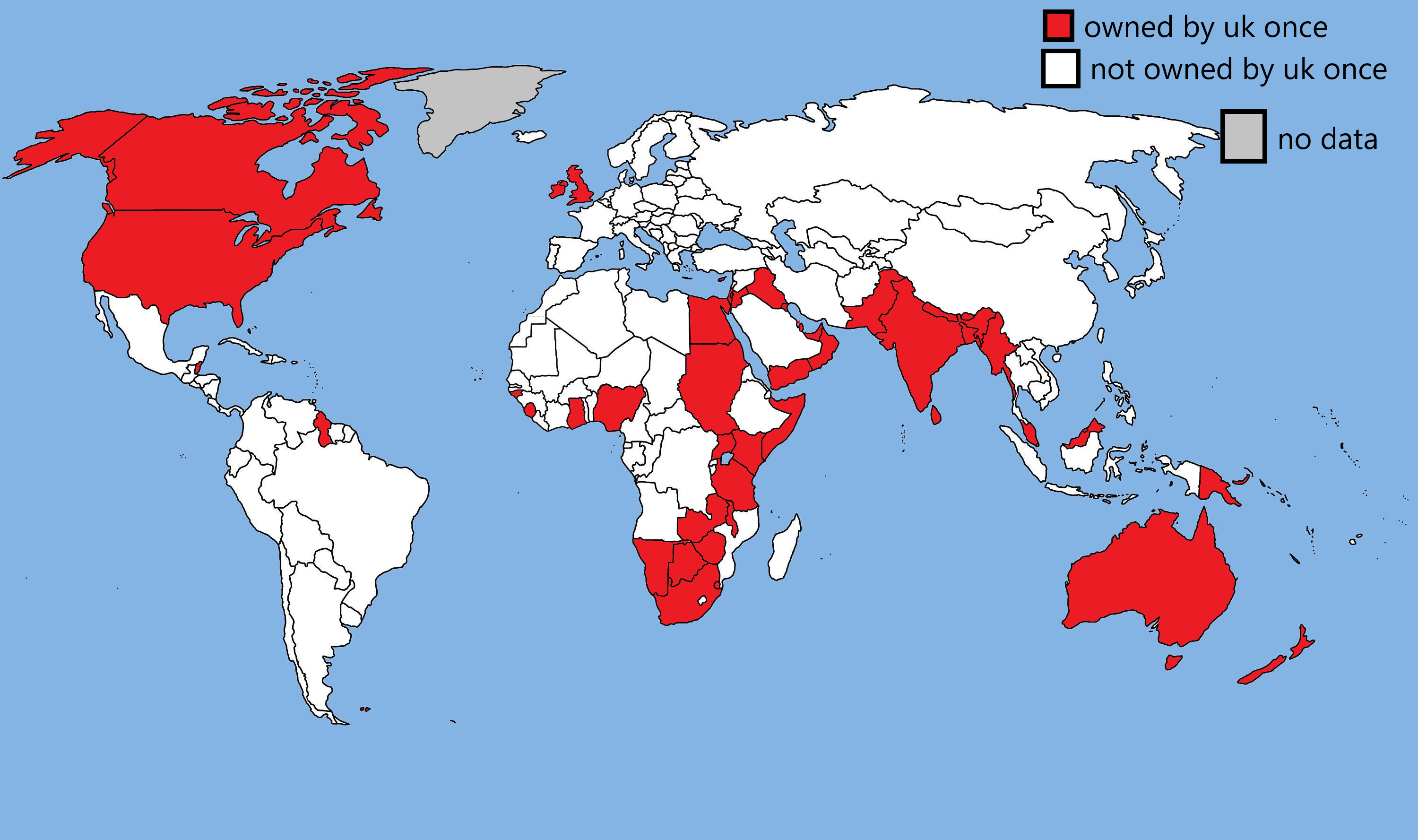 places that were owned by the british empire vs places that were not