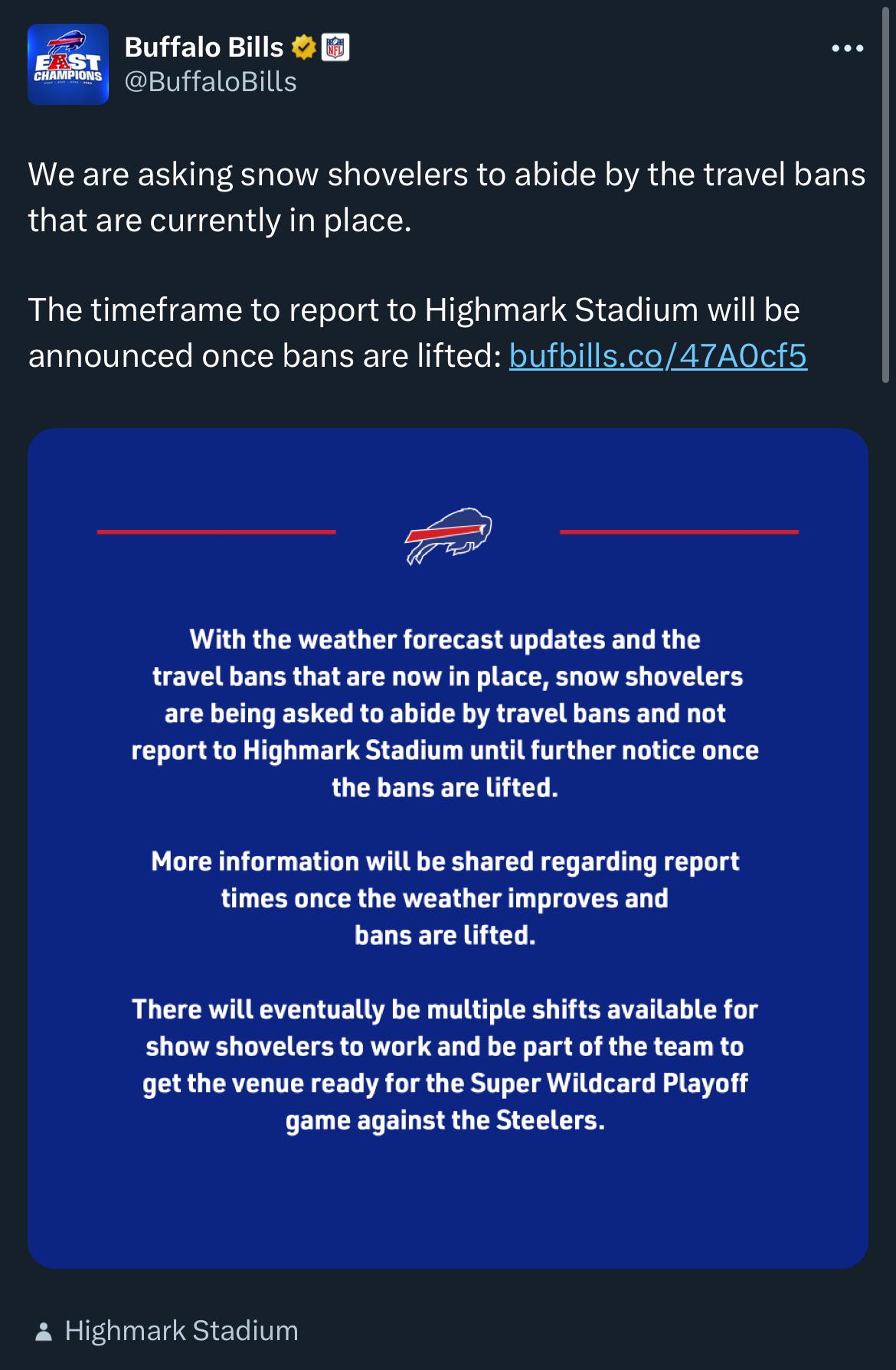 Snowshovelers asked to abide by NY travel ban r/buffalobills