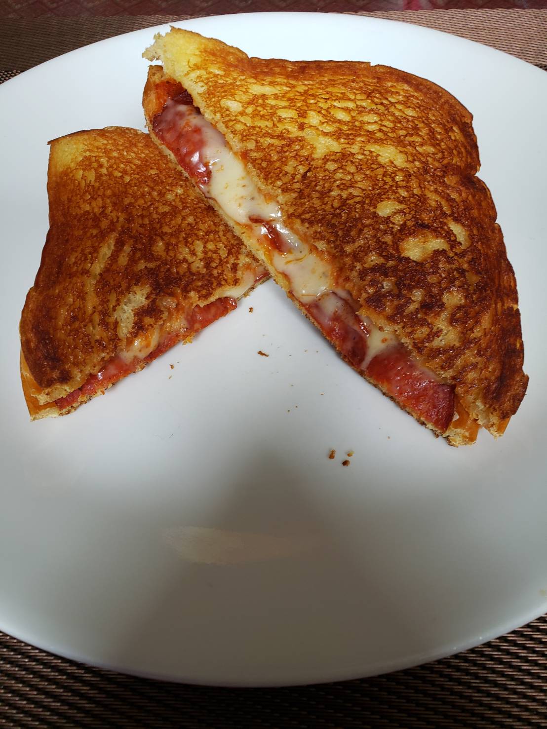 FOOD VILLE [Homemade] Pepperoni pizza melt on sliced Brioche.