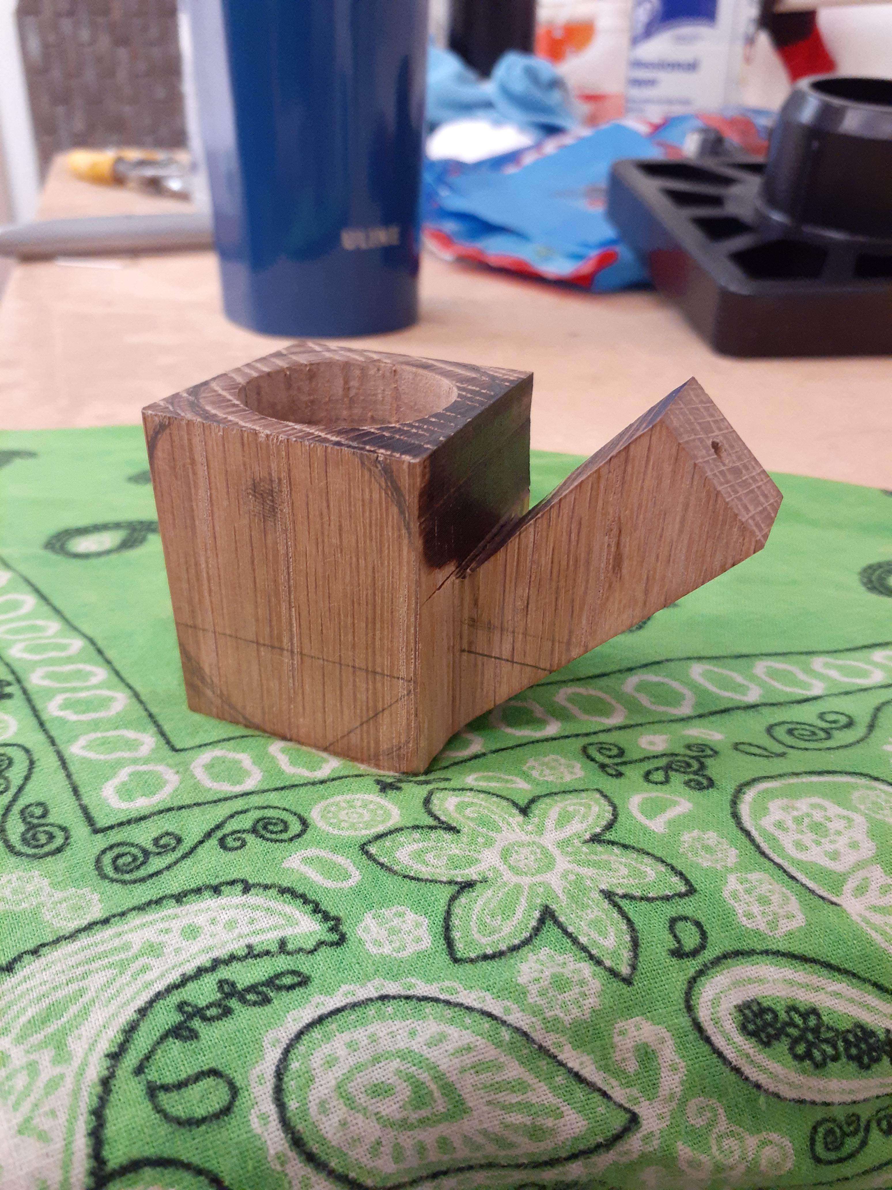 Cut out a bowl blank for a tobacco pipe I'll be carving on this weekend