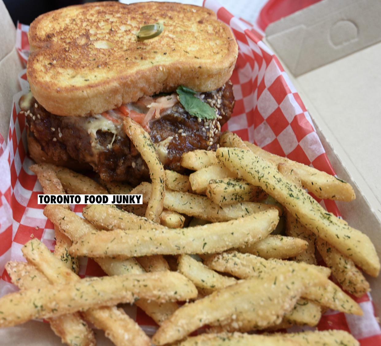 Japanese Chicken Nanban Sandwich with seasoned garlic dill fries r