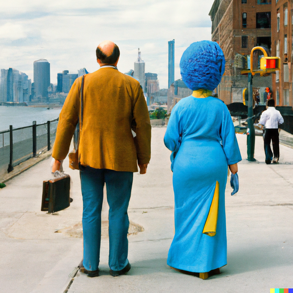 Homer & Marge Simpson visit NYC [full shot photo of real life Homer and