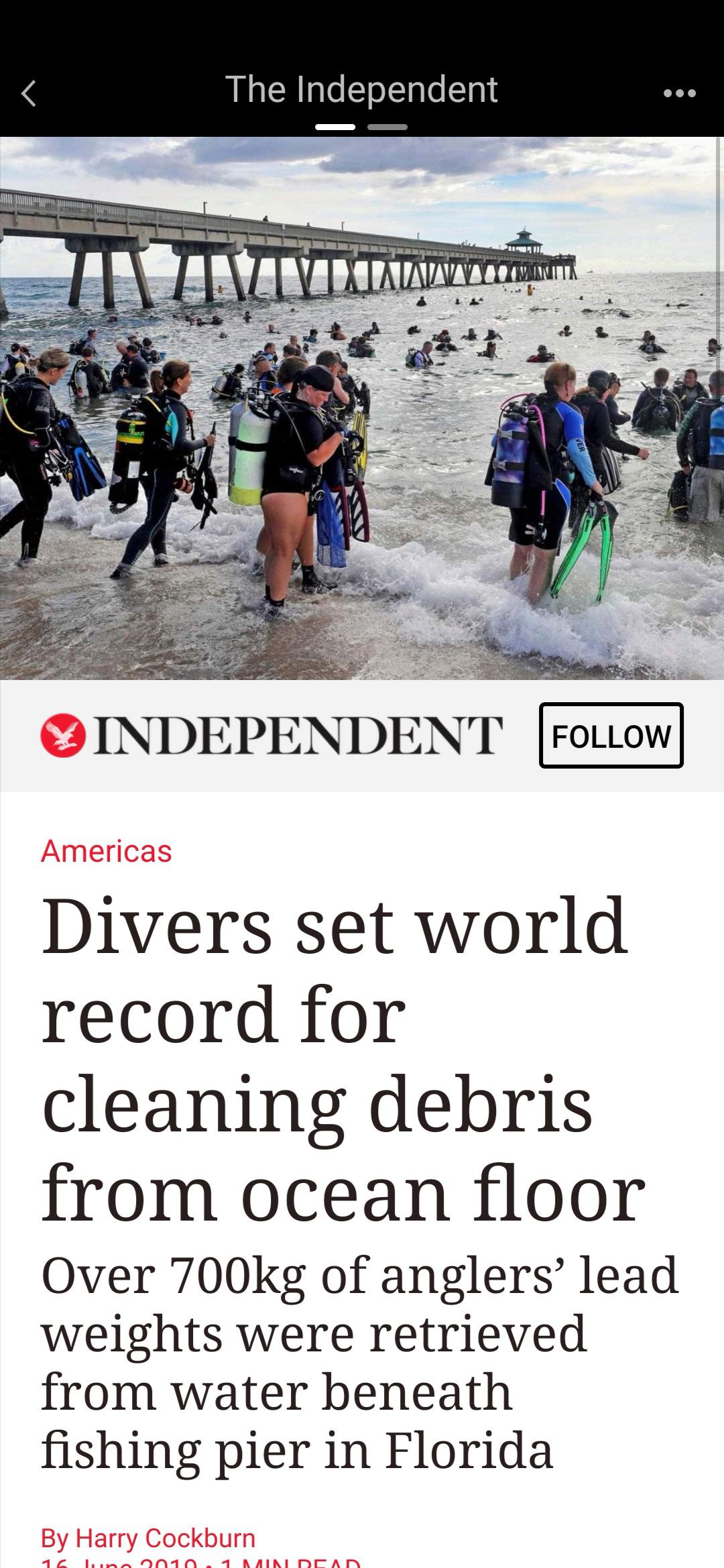 Scuba divers set world record by removing over 700kg of fishing lines and other debris from the