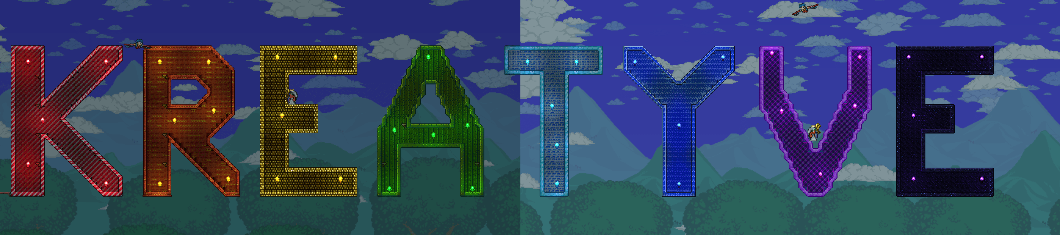 I wrote my character's name in the sky using big block letters. ) r