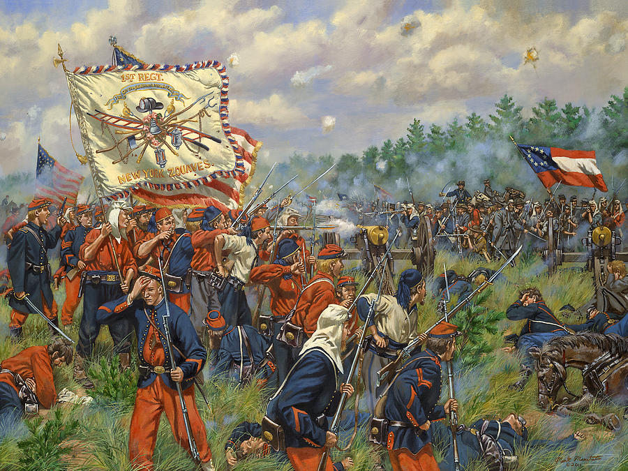 "Taking Griffin's Battery". The 11th New York Fire Zouaves face off