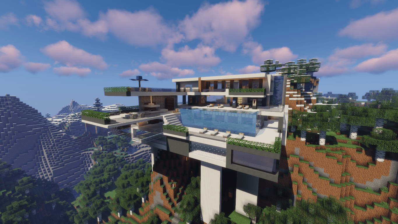 Minecraft Modern House On Mountain Minecraft Land