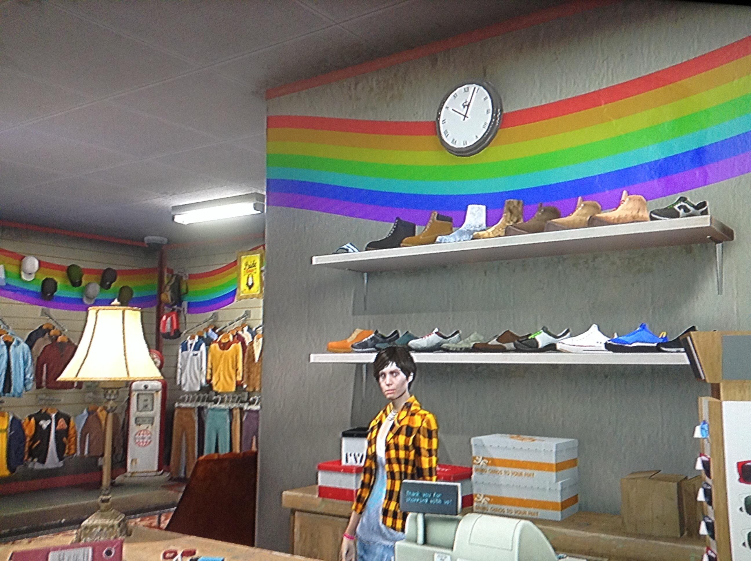 Since when has their been rainbows in the clothing store? r