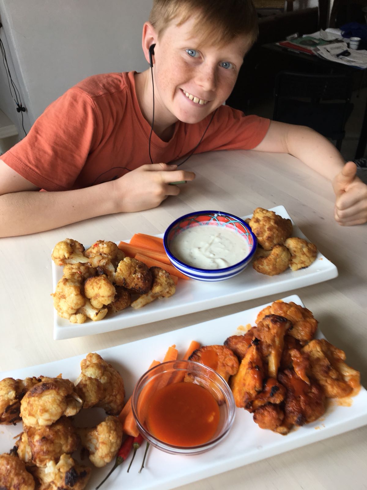 Homemade Cauliflower Hot Wing Challenge with my Special 'Lil Guy r/vegan