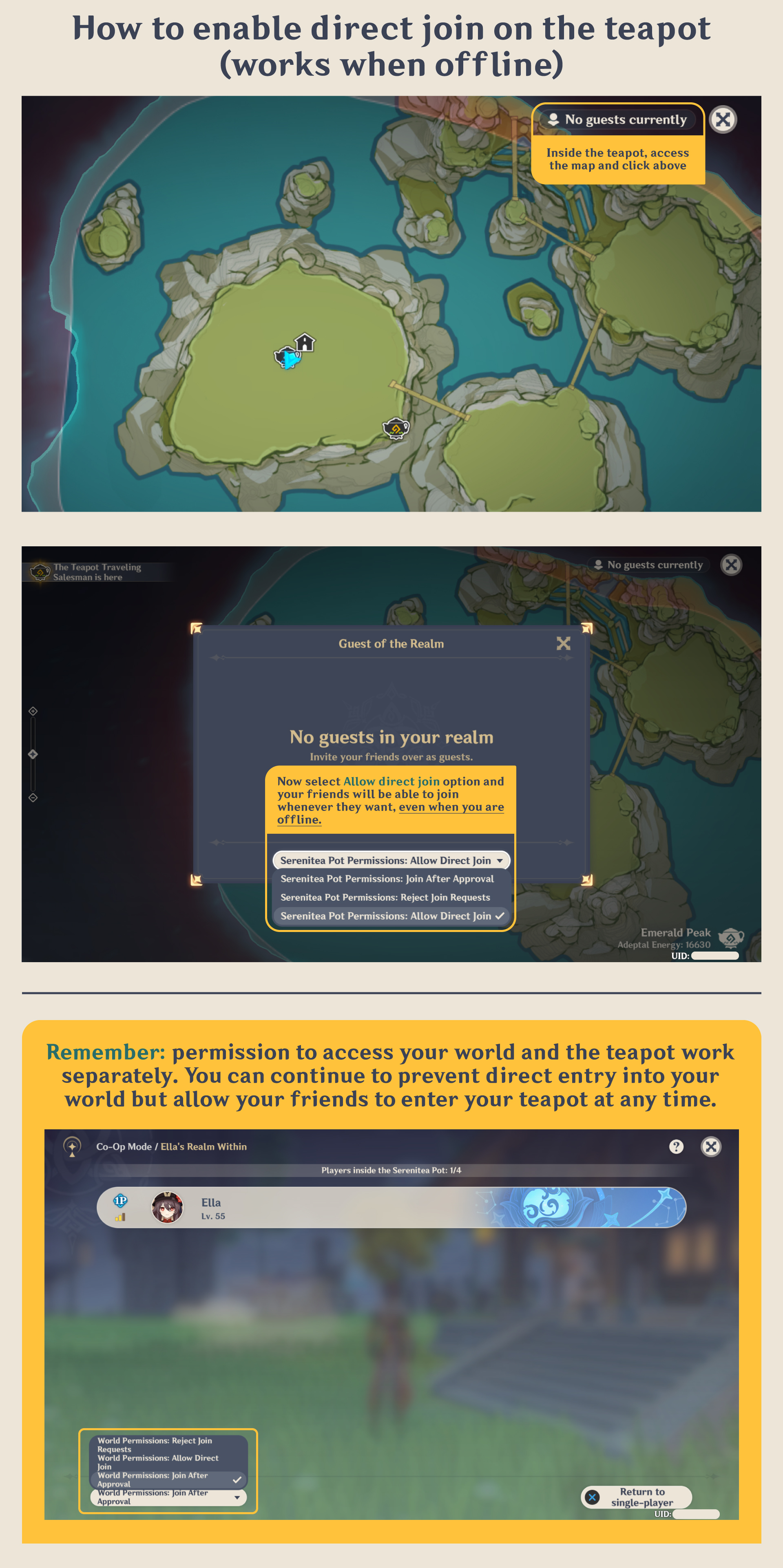 You can allow your friends to access your teapot when you are offline