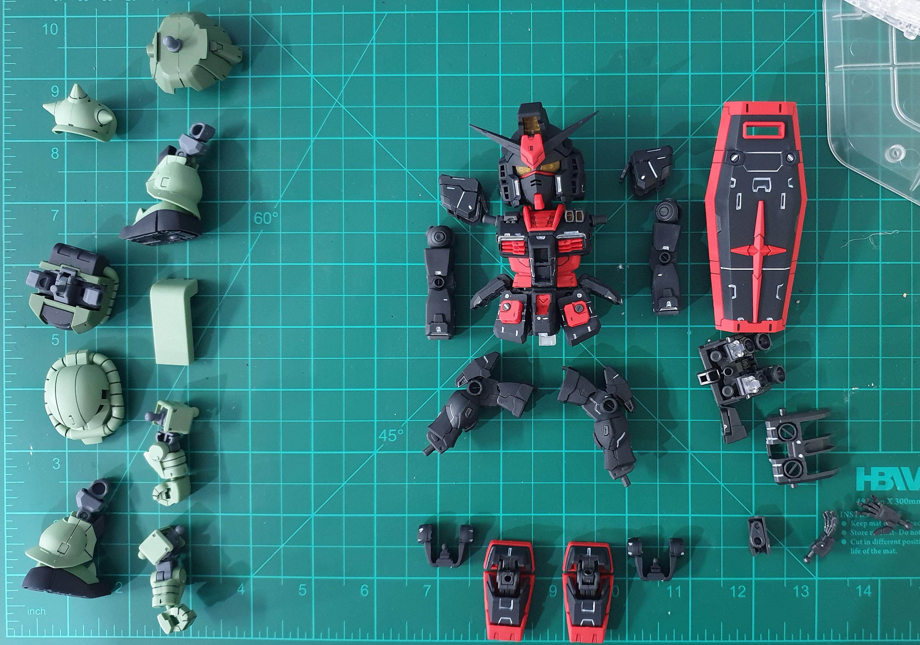 Finished applying matte top coat on gramps and zaku SD. r/Gunpla