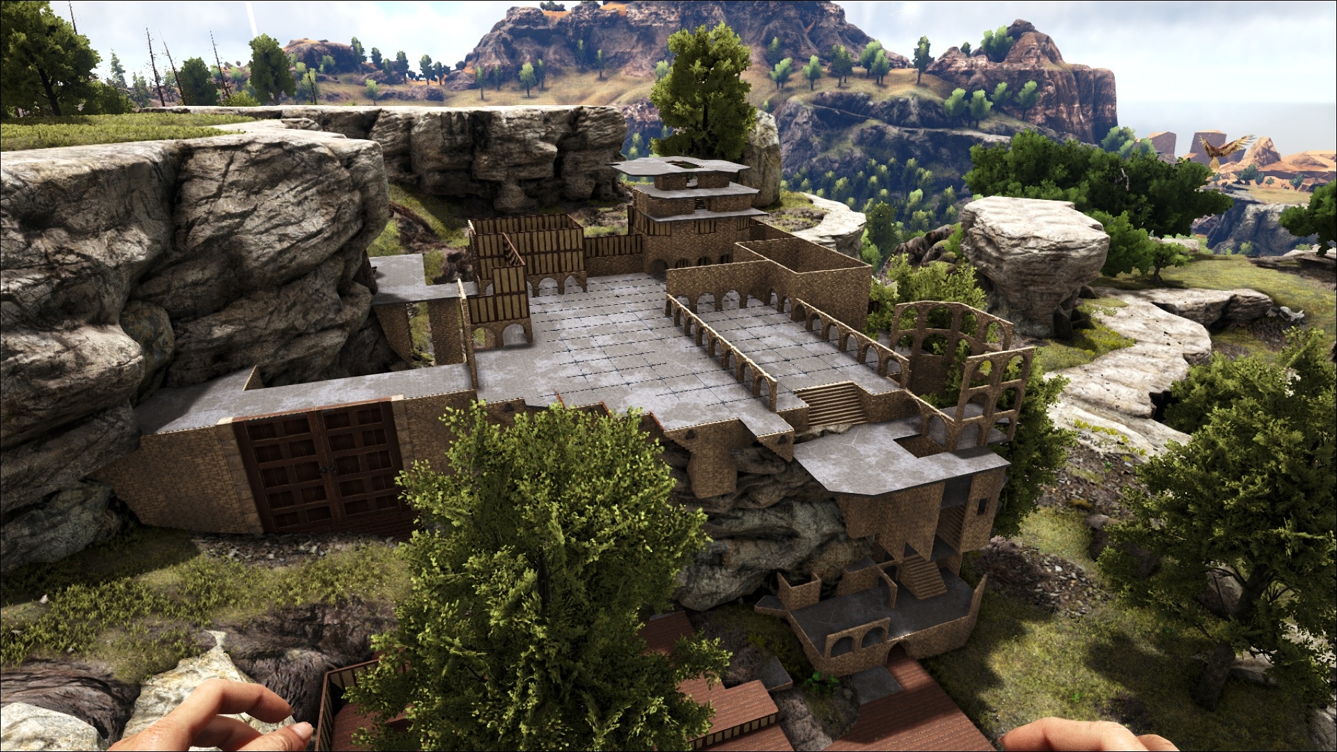 Building a castle on the Ragnarok map that is up the hill from the small town I'm making around