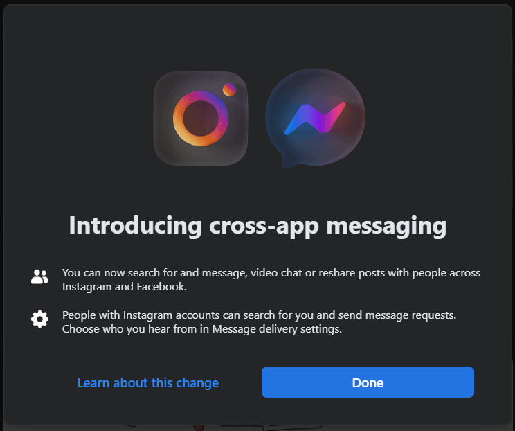 How to get rid of the "Introducing crossapp messaging" popup??? r