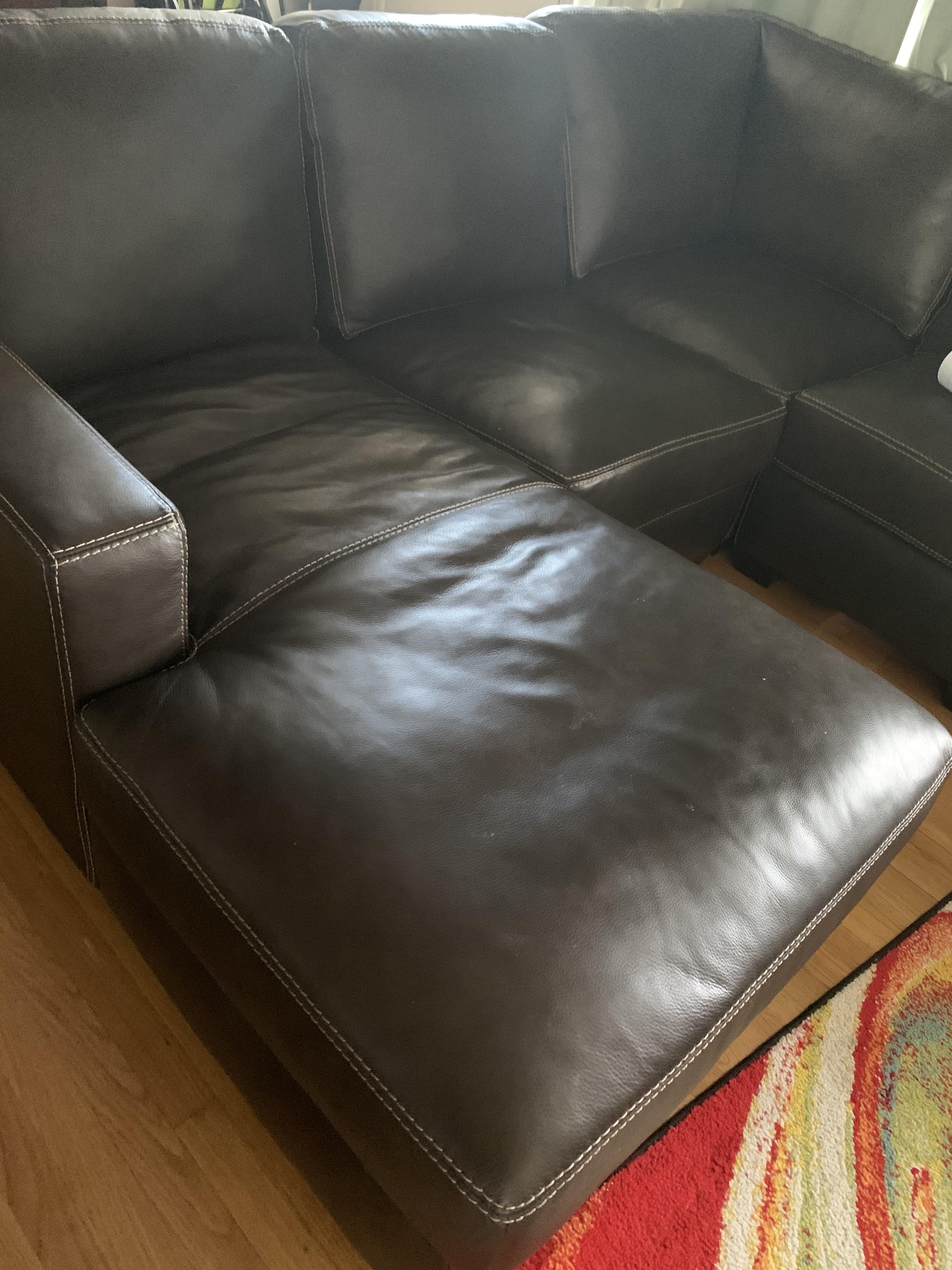 New leather couch. Will sitting on the edge of this part distort it