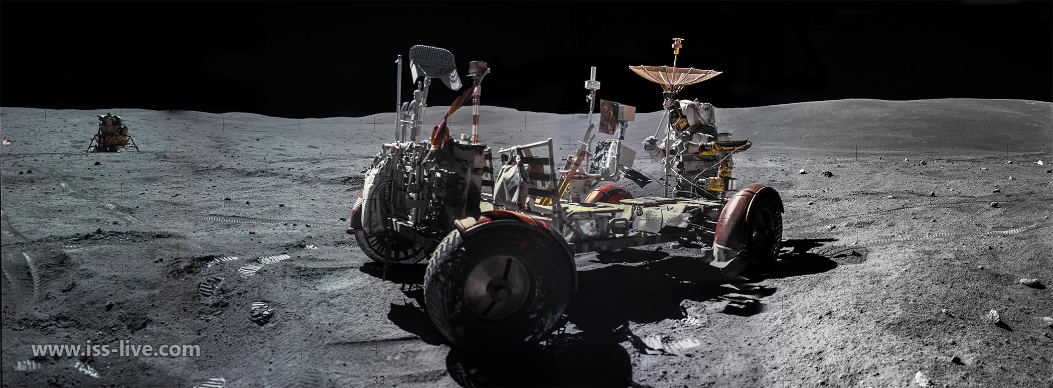 Apollo 16 The Moon Buggy , composite photo created from individual
