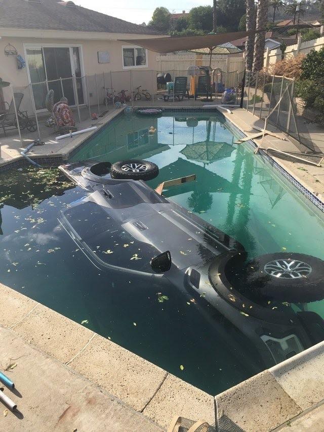 80 y/o woman crashes car into pool. ew. r/submechanophobia