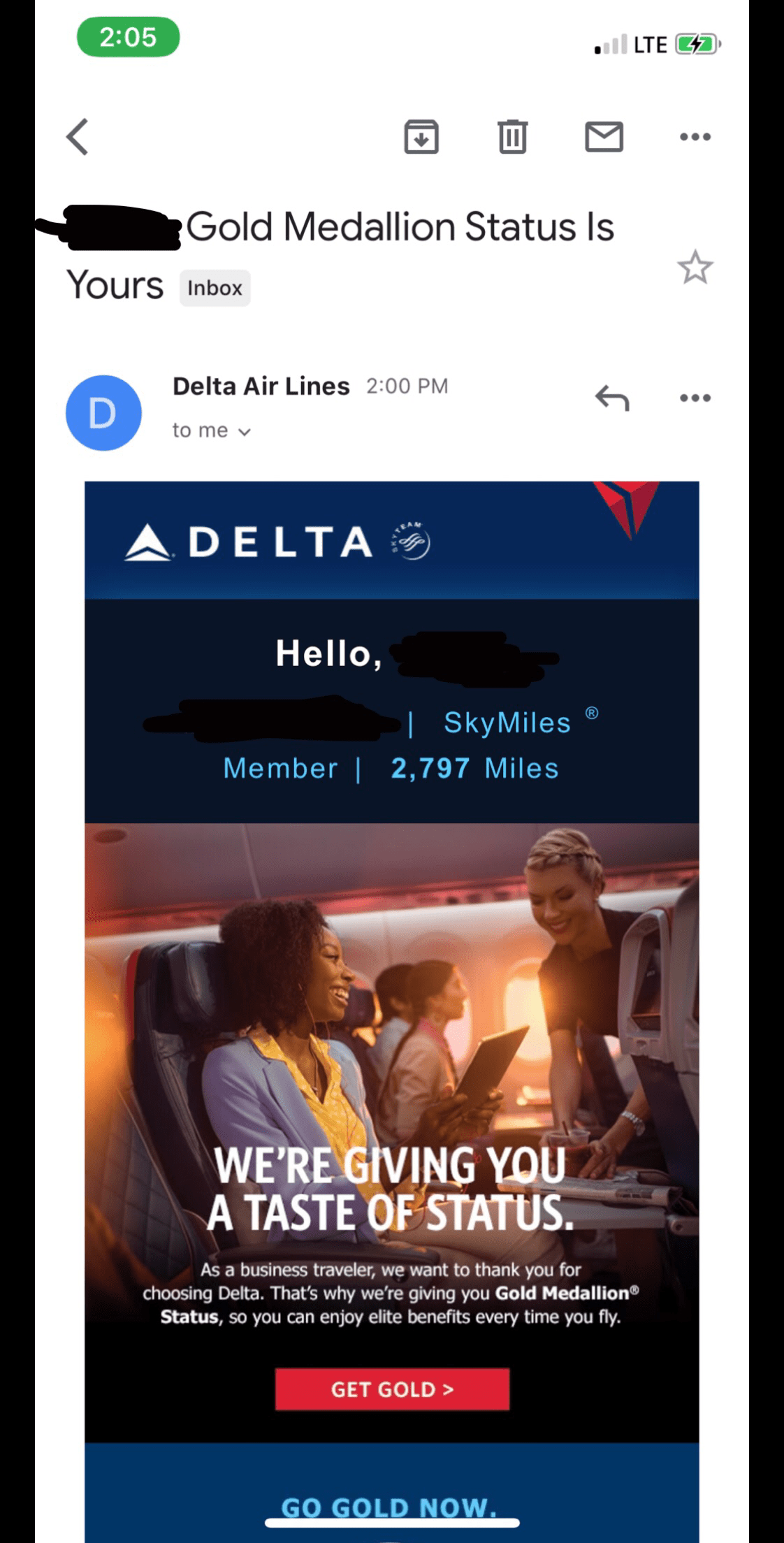 Targeted Promo for Free Gold Medallion Status?? r/delta
