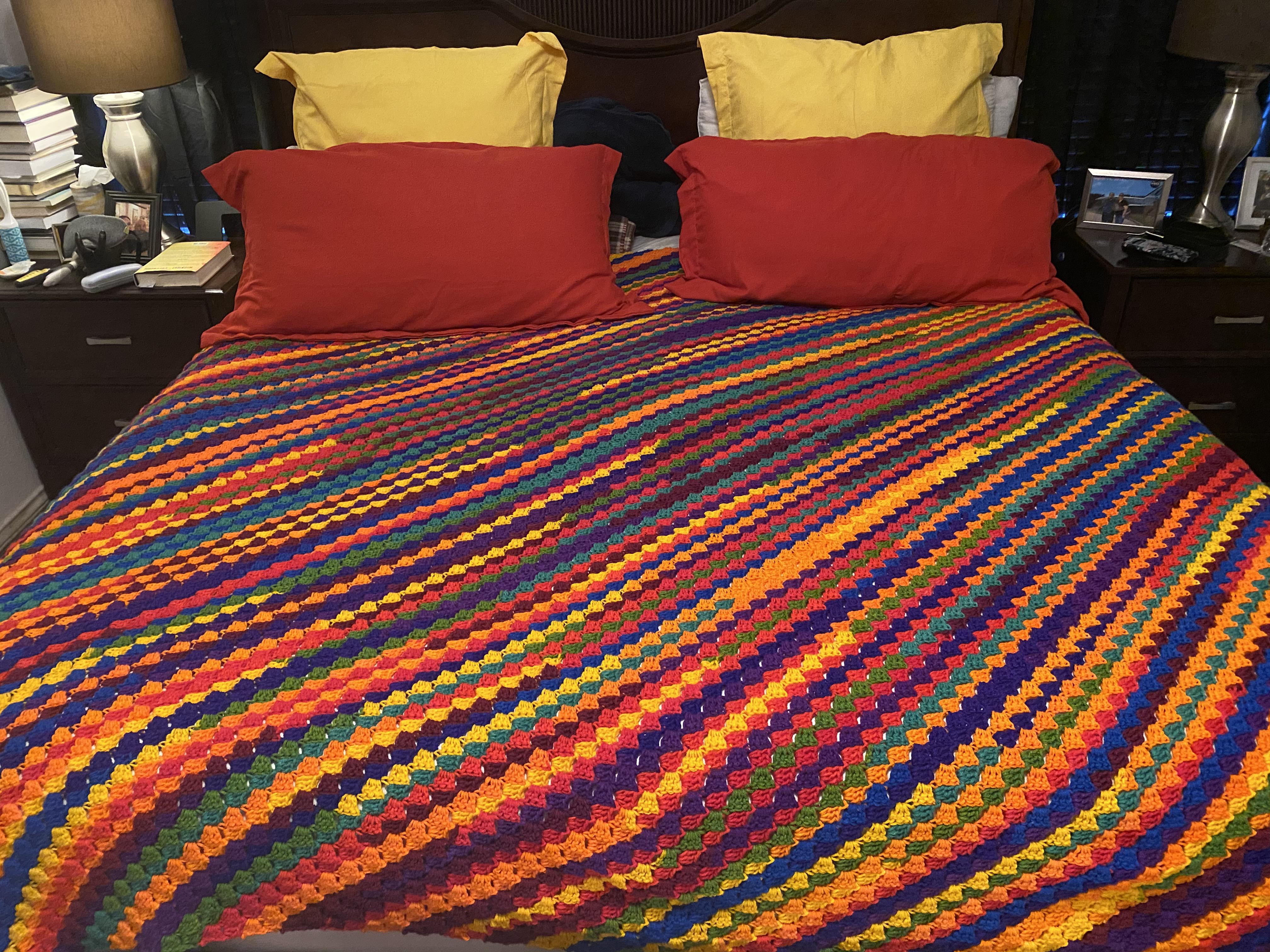 King size c2c blanket done in my “spare” time, about 3 months r/crochet