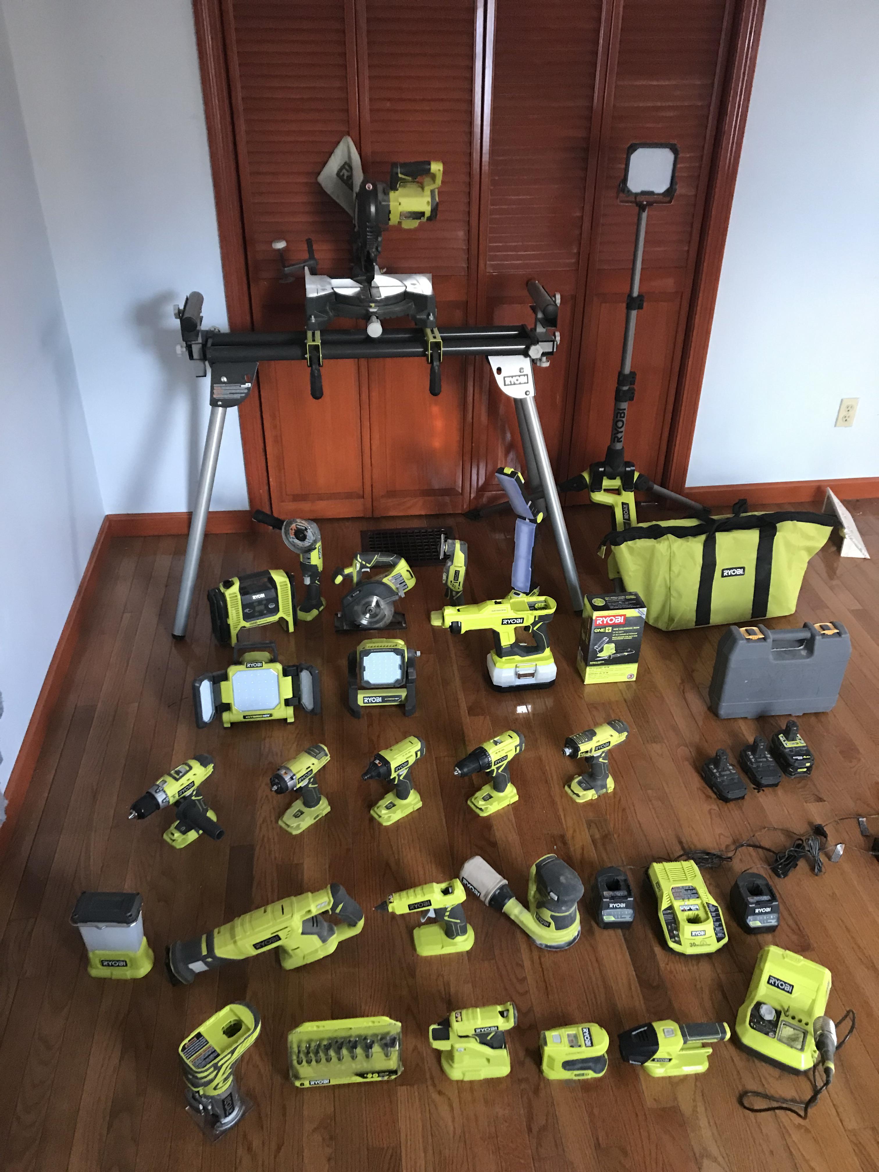 Here is my ryobi tool collection. I started out with a 6 piece set and somehow I ended up with