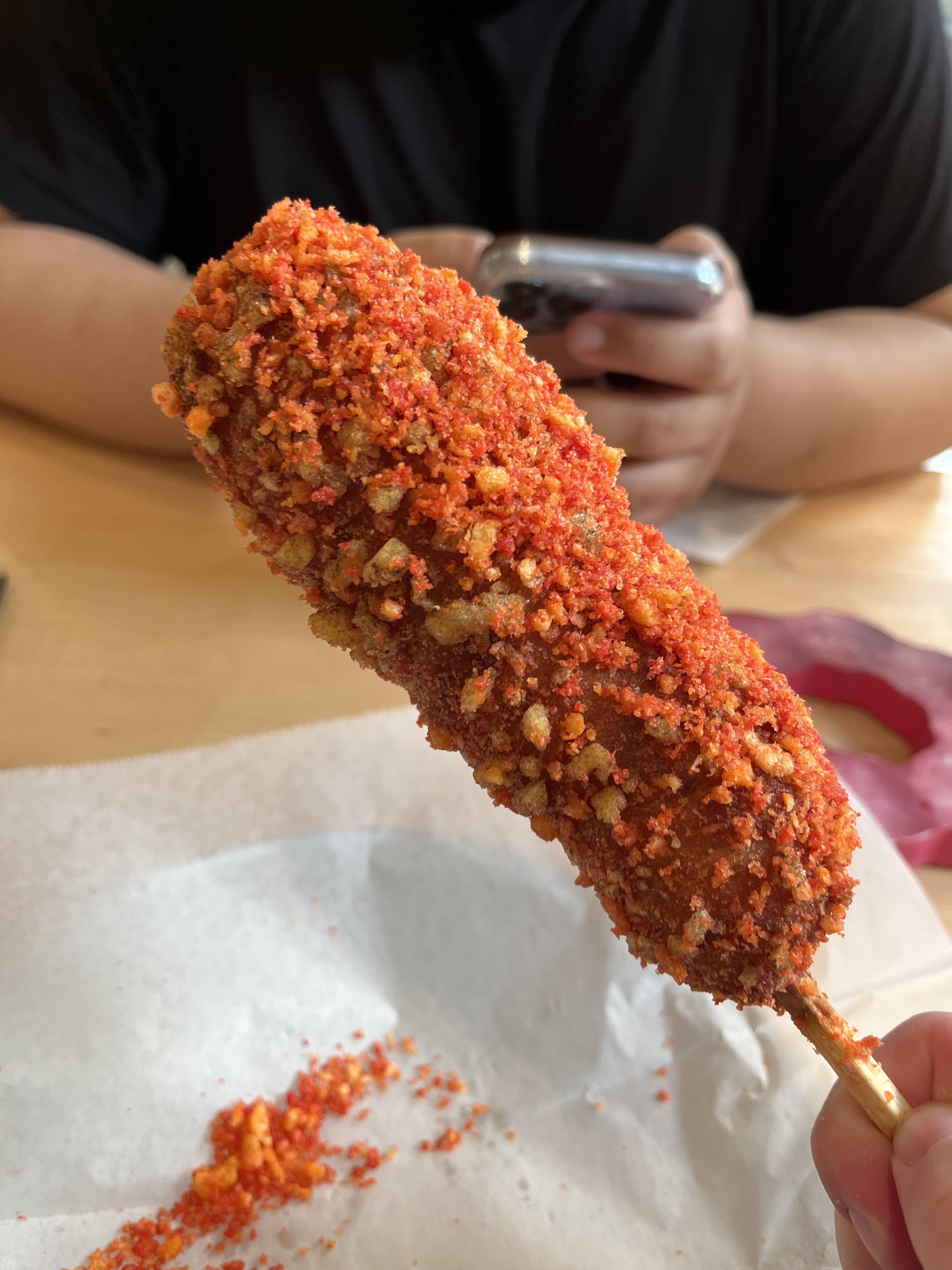 hot cheeto korean hot dog w/ potatoes and mozzarella r/hotdogs