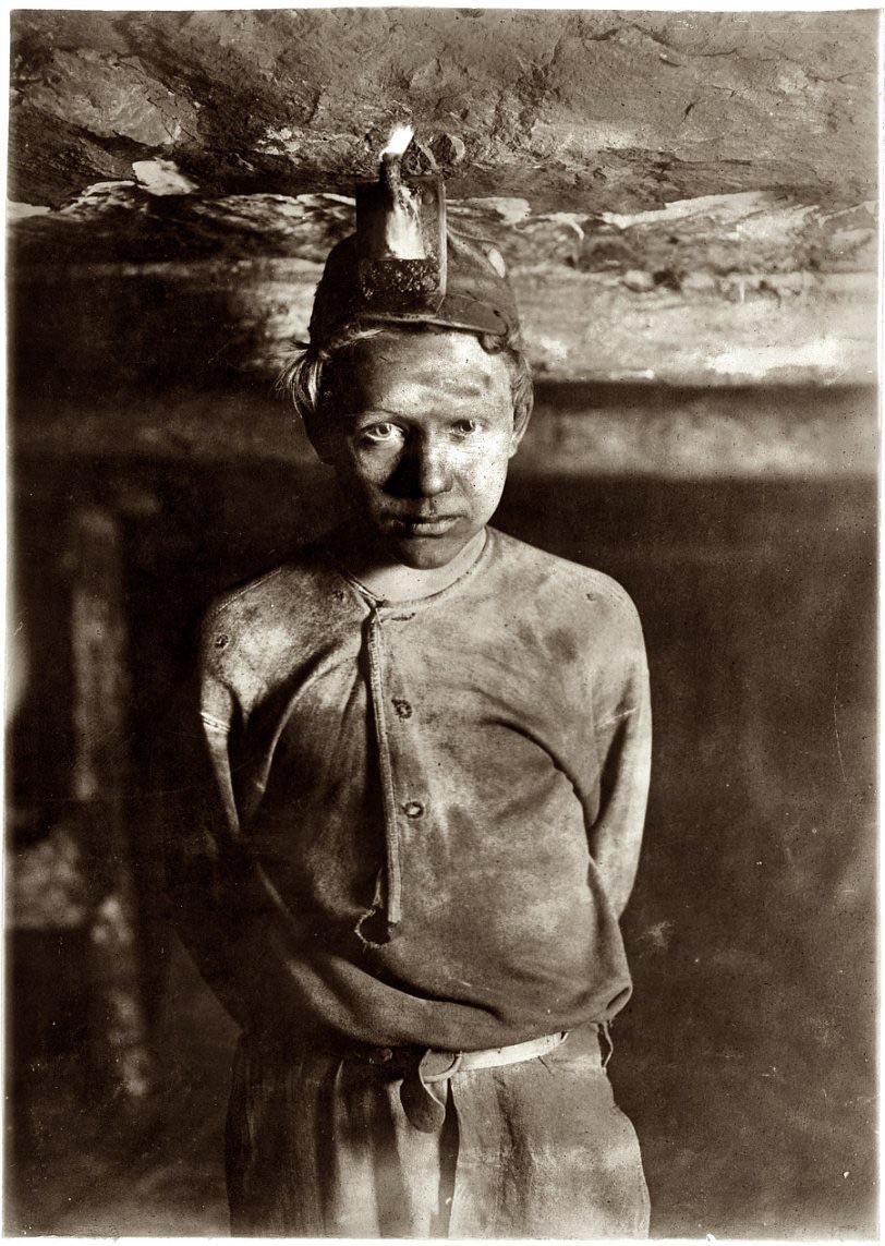 October 1908. Trapper Boy, Turkey Knob Mine, Macdonald, West Virginia