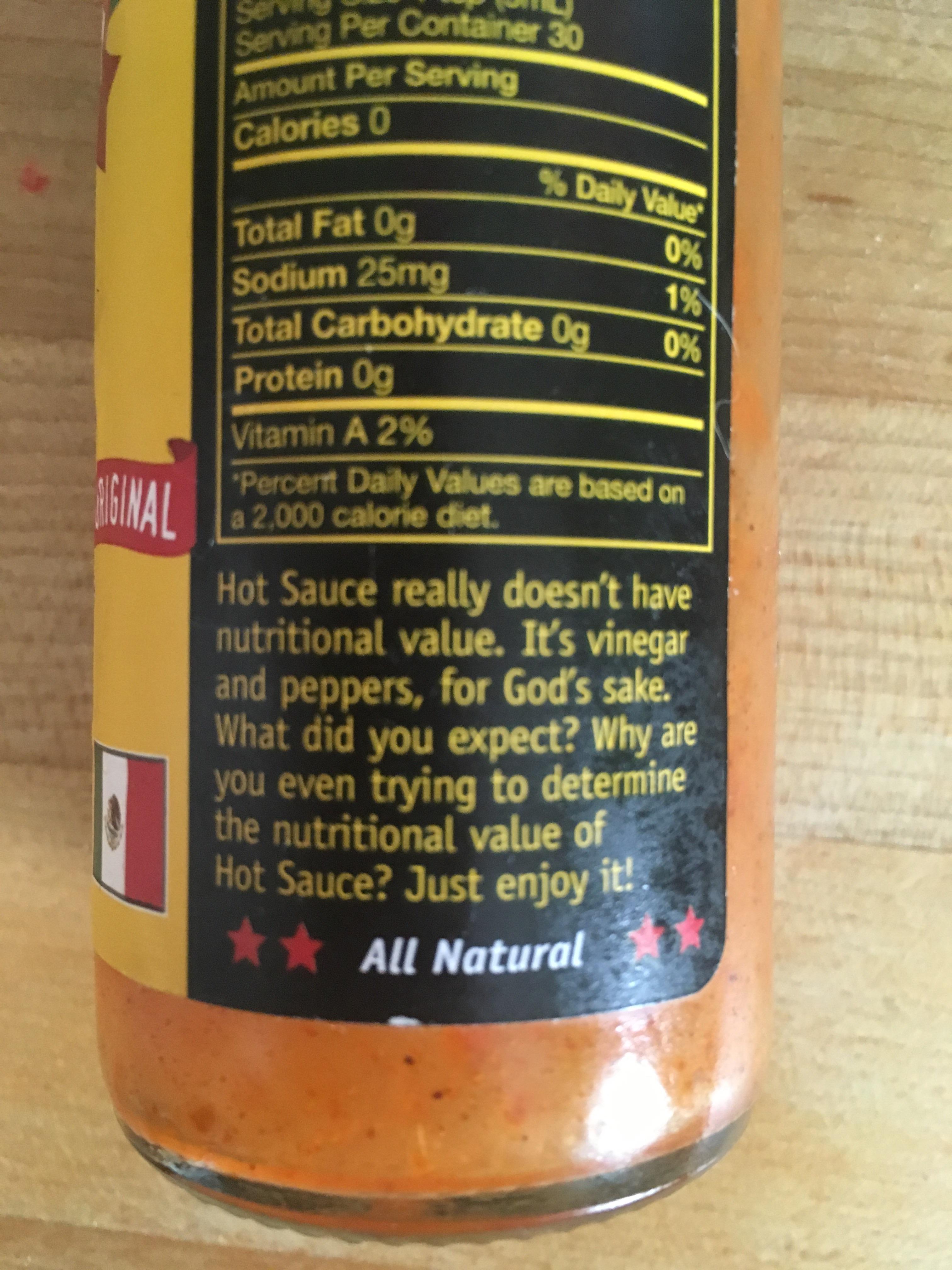 35 Hot Sauce Nutrition Label Labels For Your Ideas