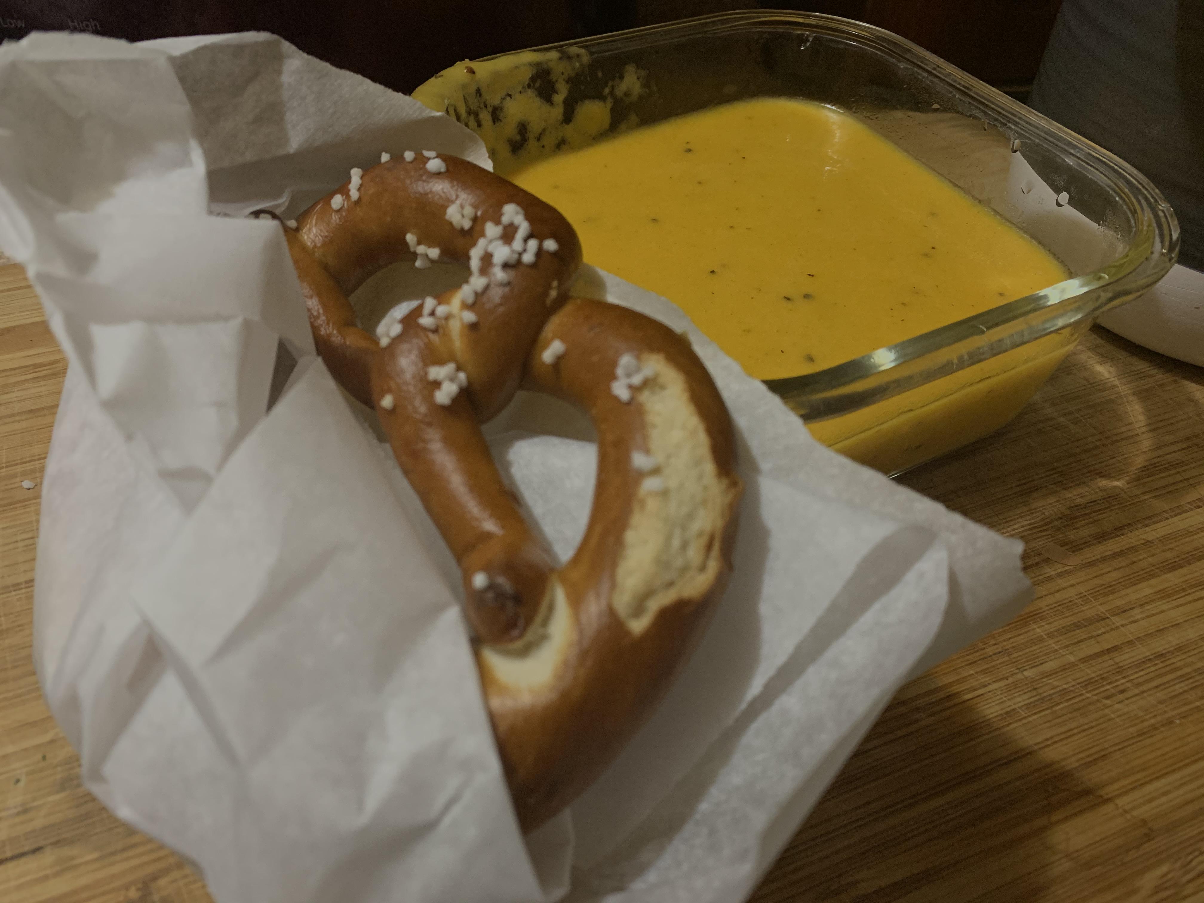 Pretzel with beer cheese all ingredients from Trader Joe’s. My SO didn