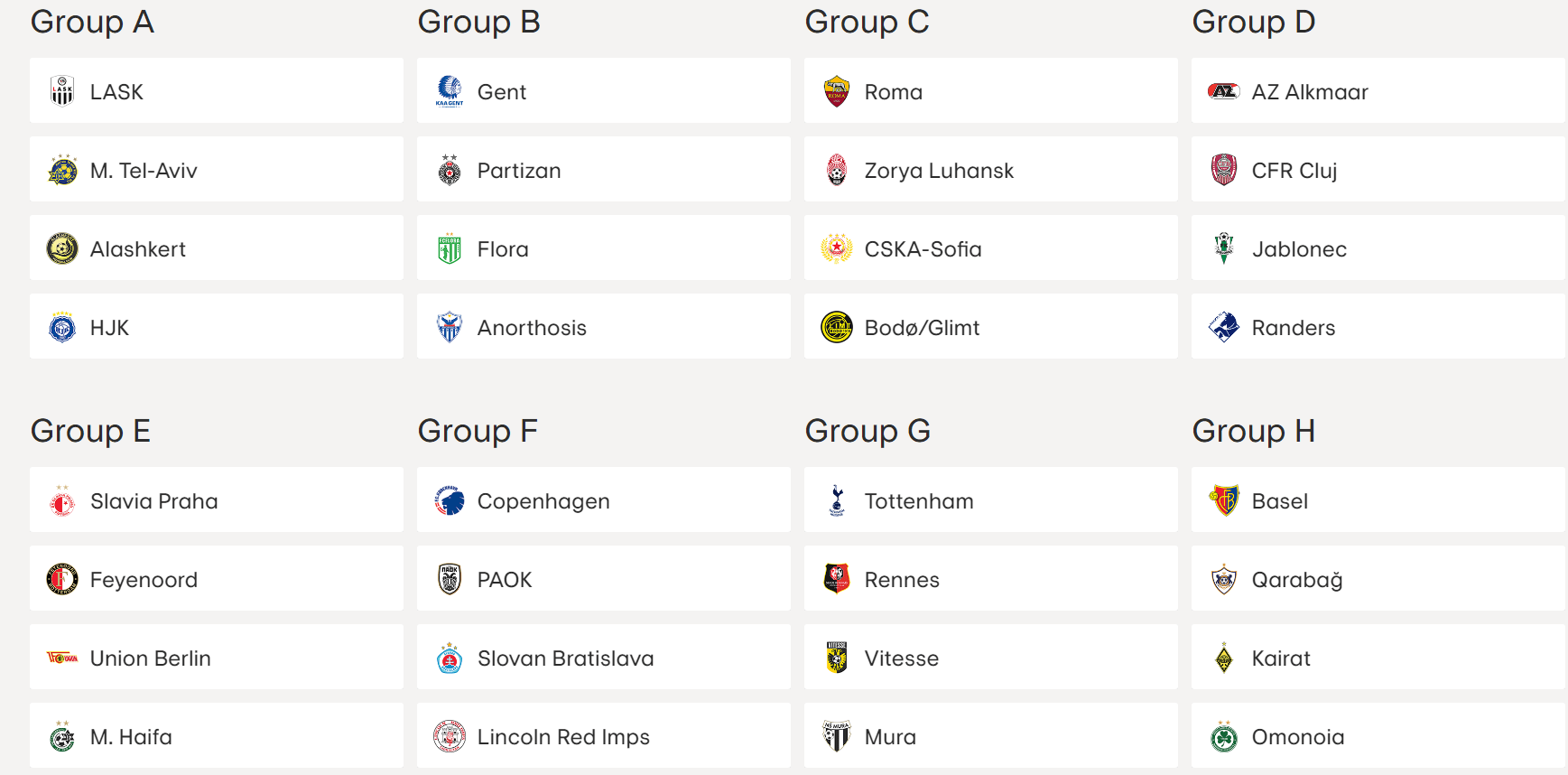 [UEFA Conference League] Official Groups r/soccer