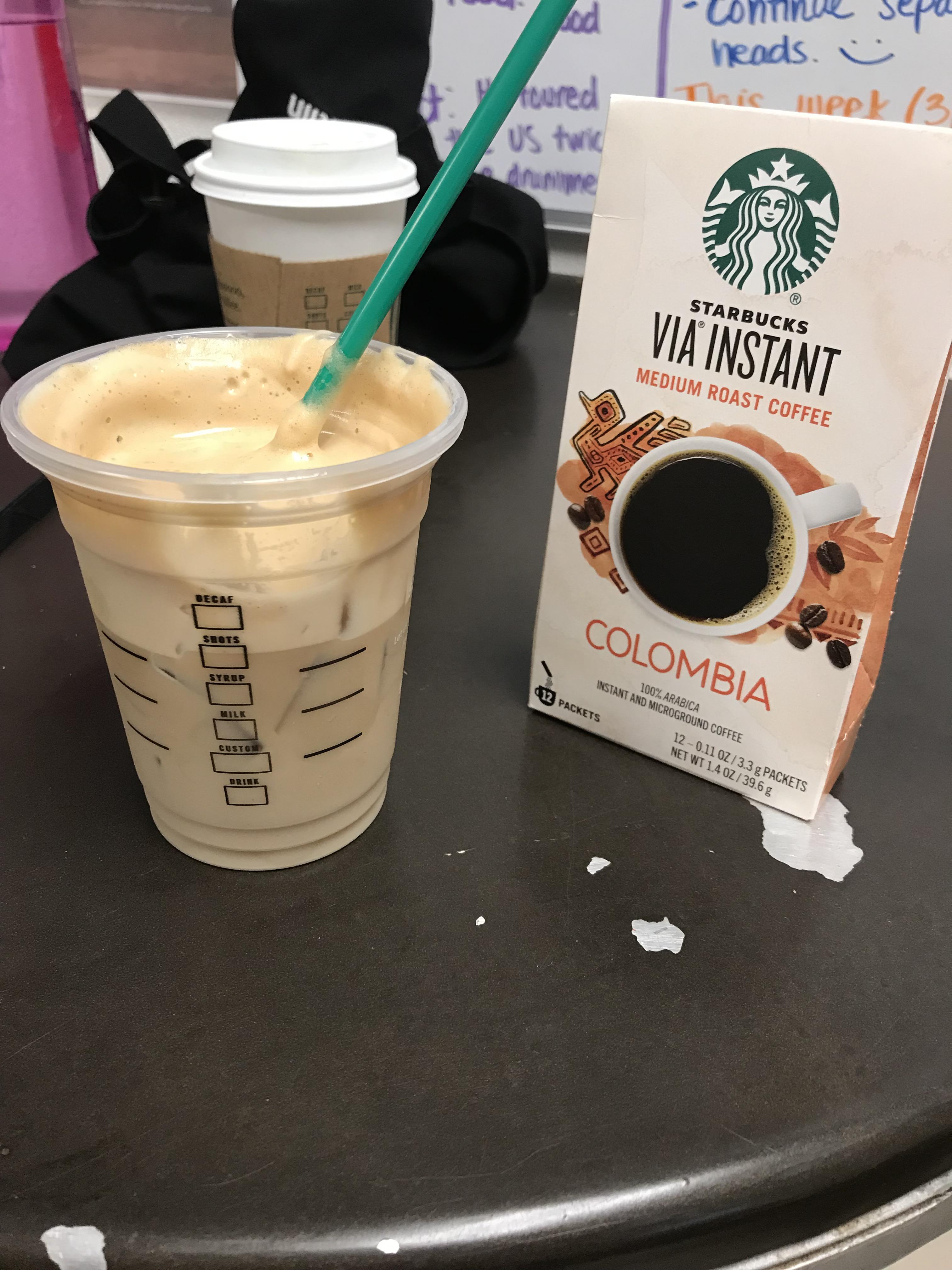 so i made that frothy coffee with our instant columbia and let me tell