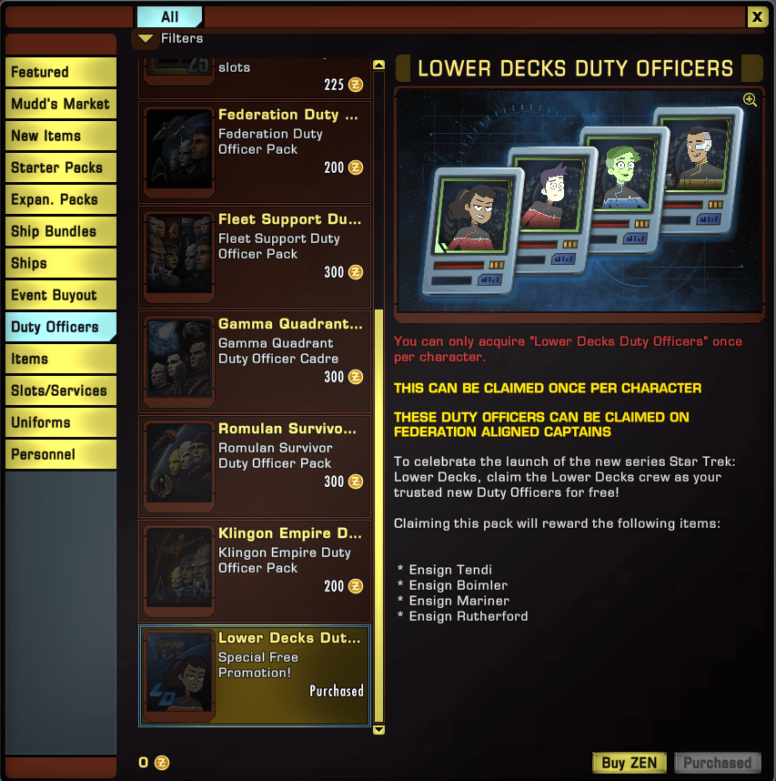 Free Lower Decks themed item in the Star Trek Online ZEN store! r