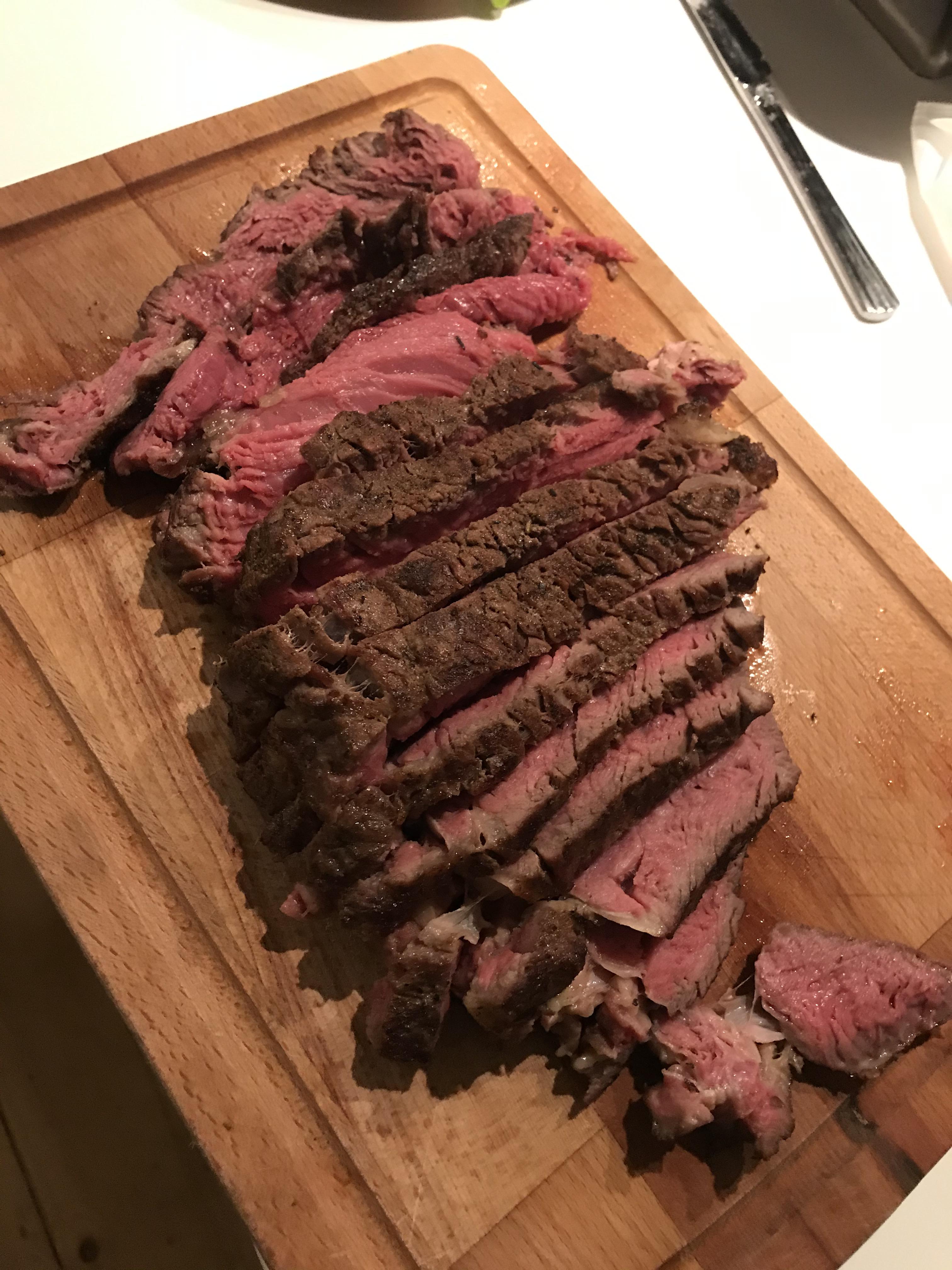 Cote de Boeuf done to Meathead’s orders. Dry brined, rub, pulled at