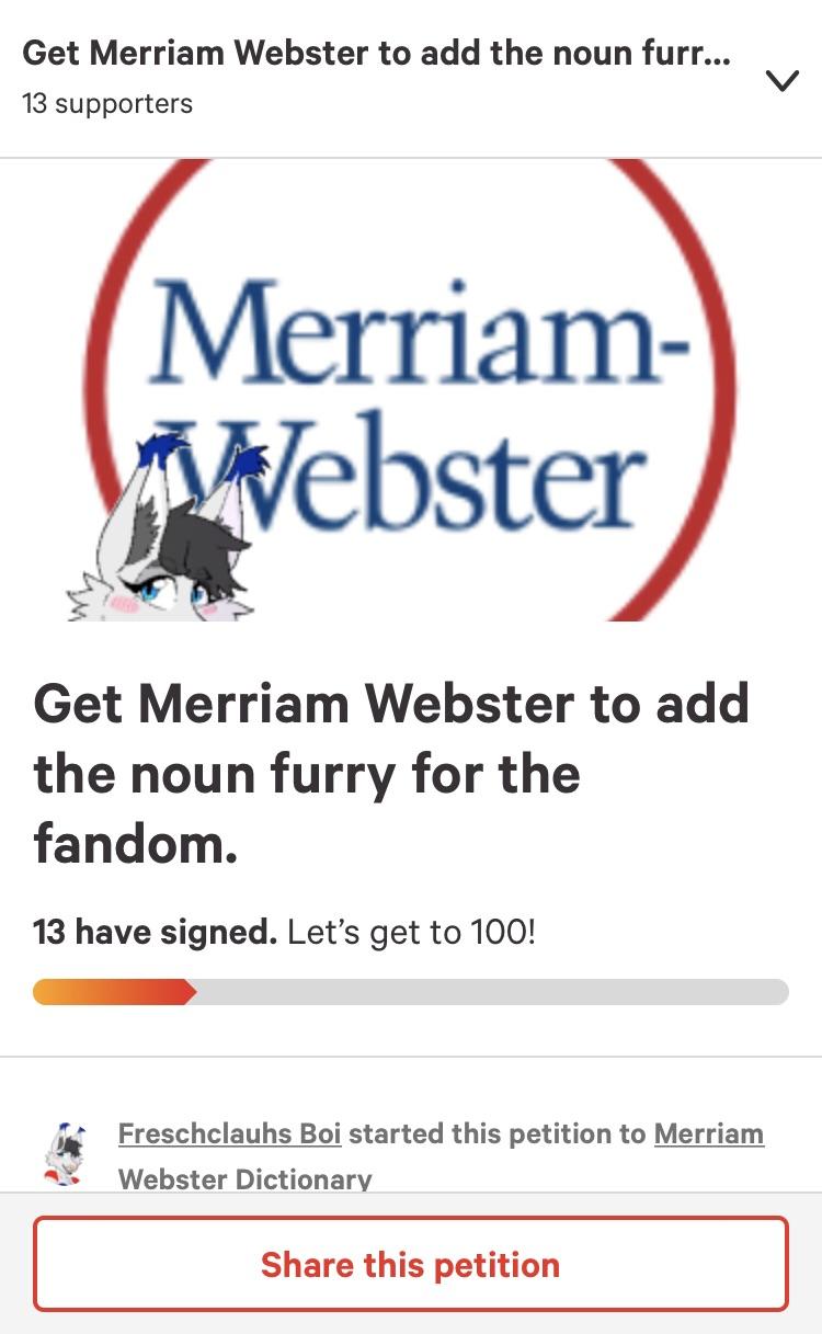 Get Merriamster to add the word furry as in a reference to the