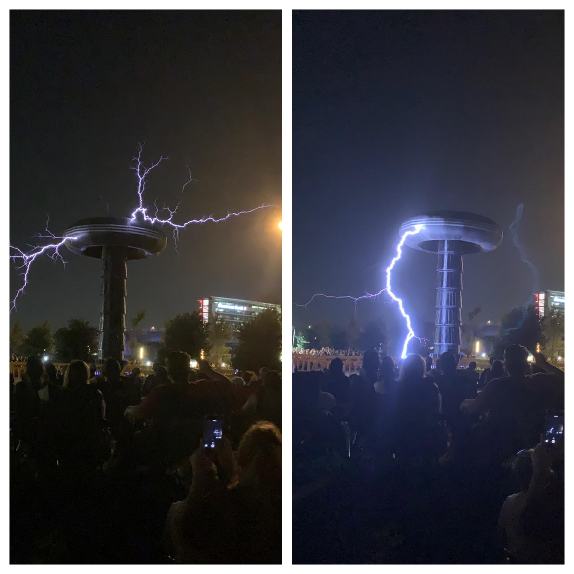 The largest Tesla Coil in the world! It is 40 feet tall and can produce