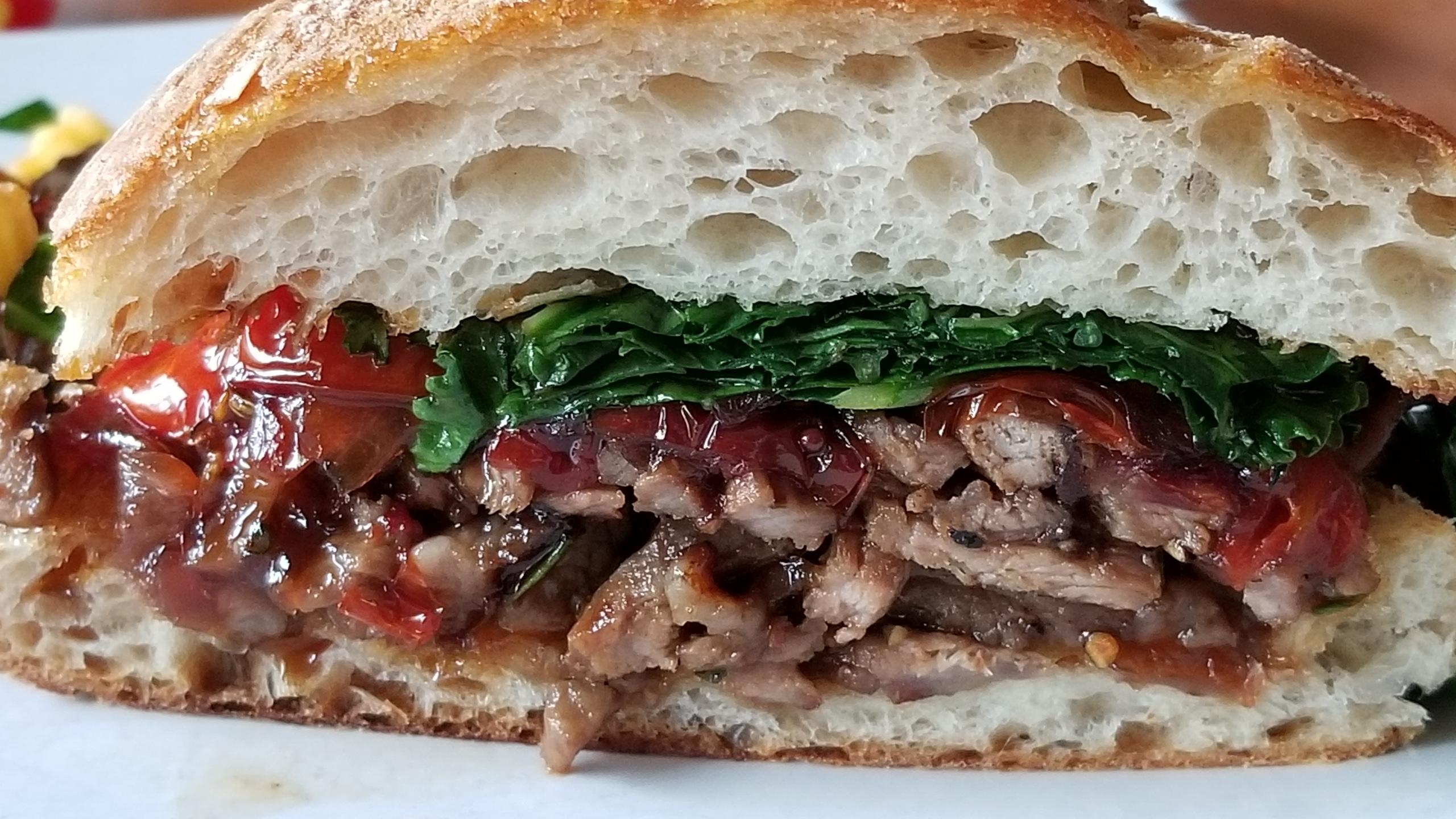 [Homemade] Shaved & grilled strip steak, rosemary, wilted kale, tomato