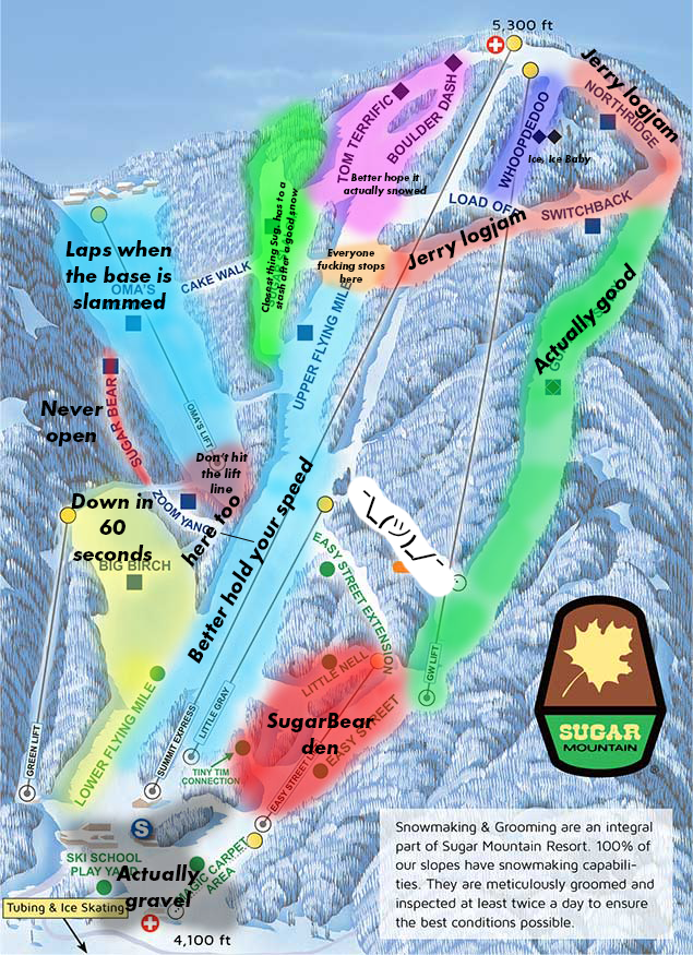 Honest Trail Map Sugar Mountain r/icecoast